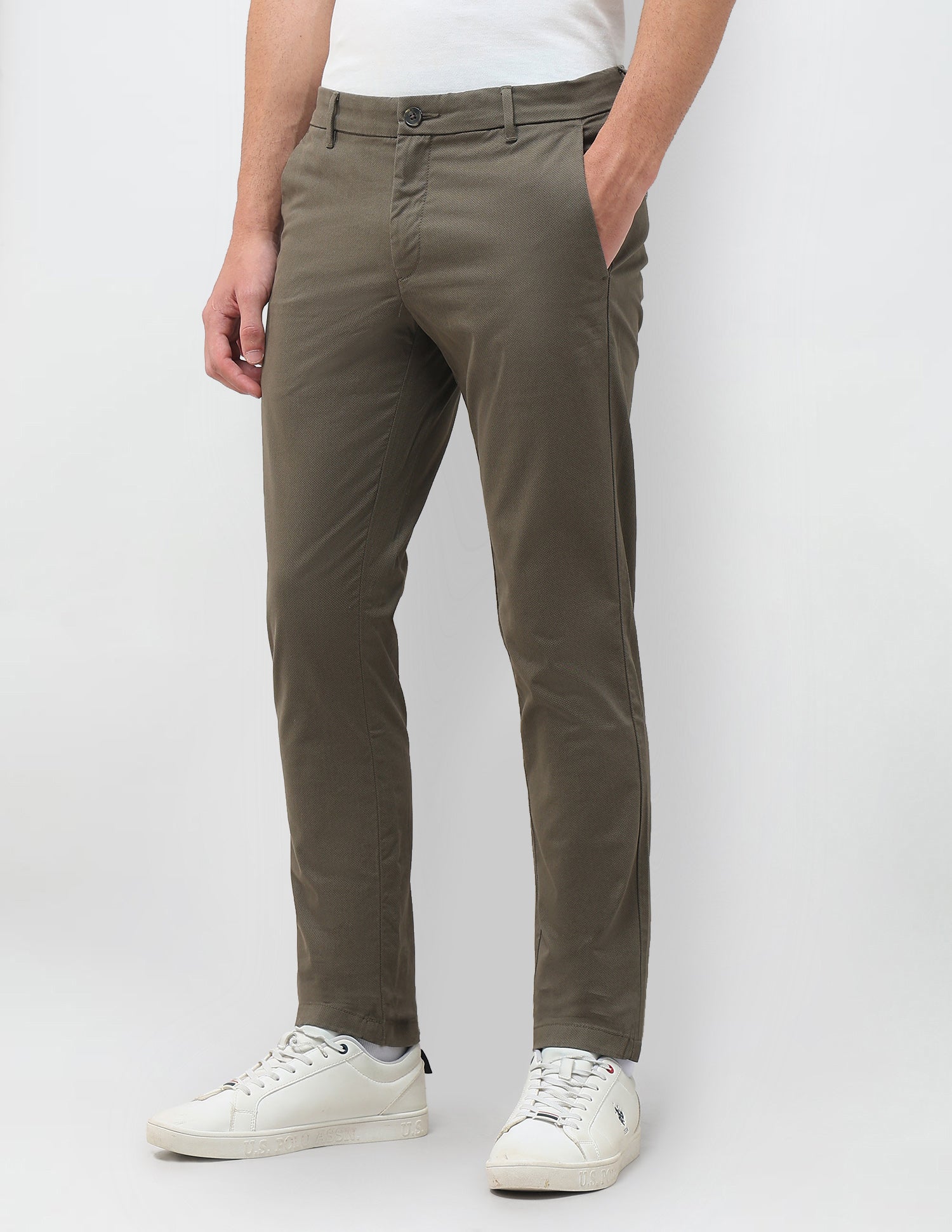 All-Over Printed Denver Slim Fit Trousers Olive - U.S. Polo Assn. India | Large