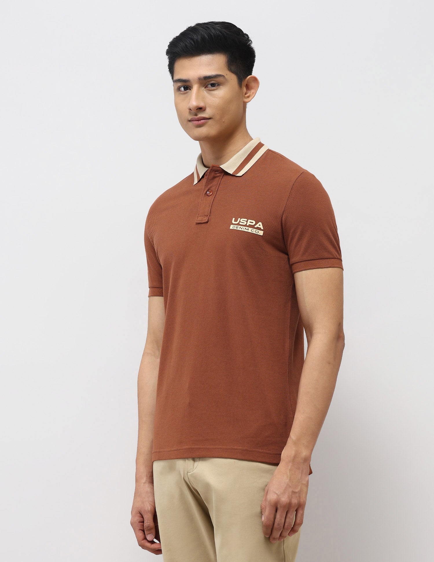 Pure Cotton Muscle Fit Polo Shirt Rust - U.S. Polo Assn. India | Large