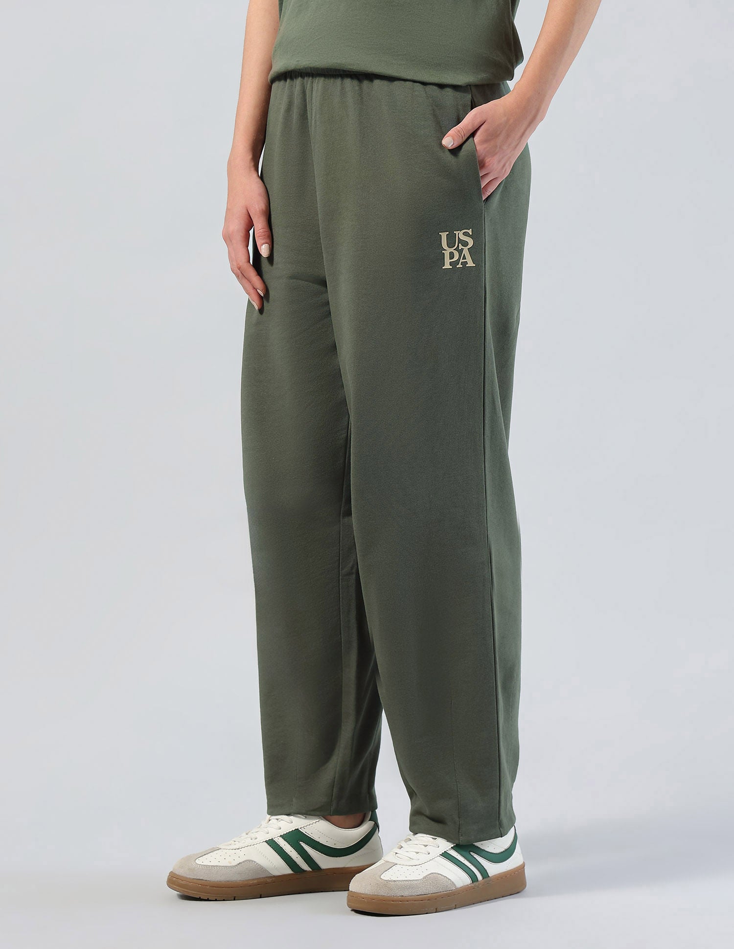 Mid Rise Barrel Fit Lounge Trousers Green - U.S. POLO ASSN. | Large