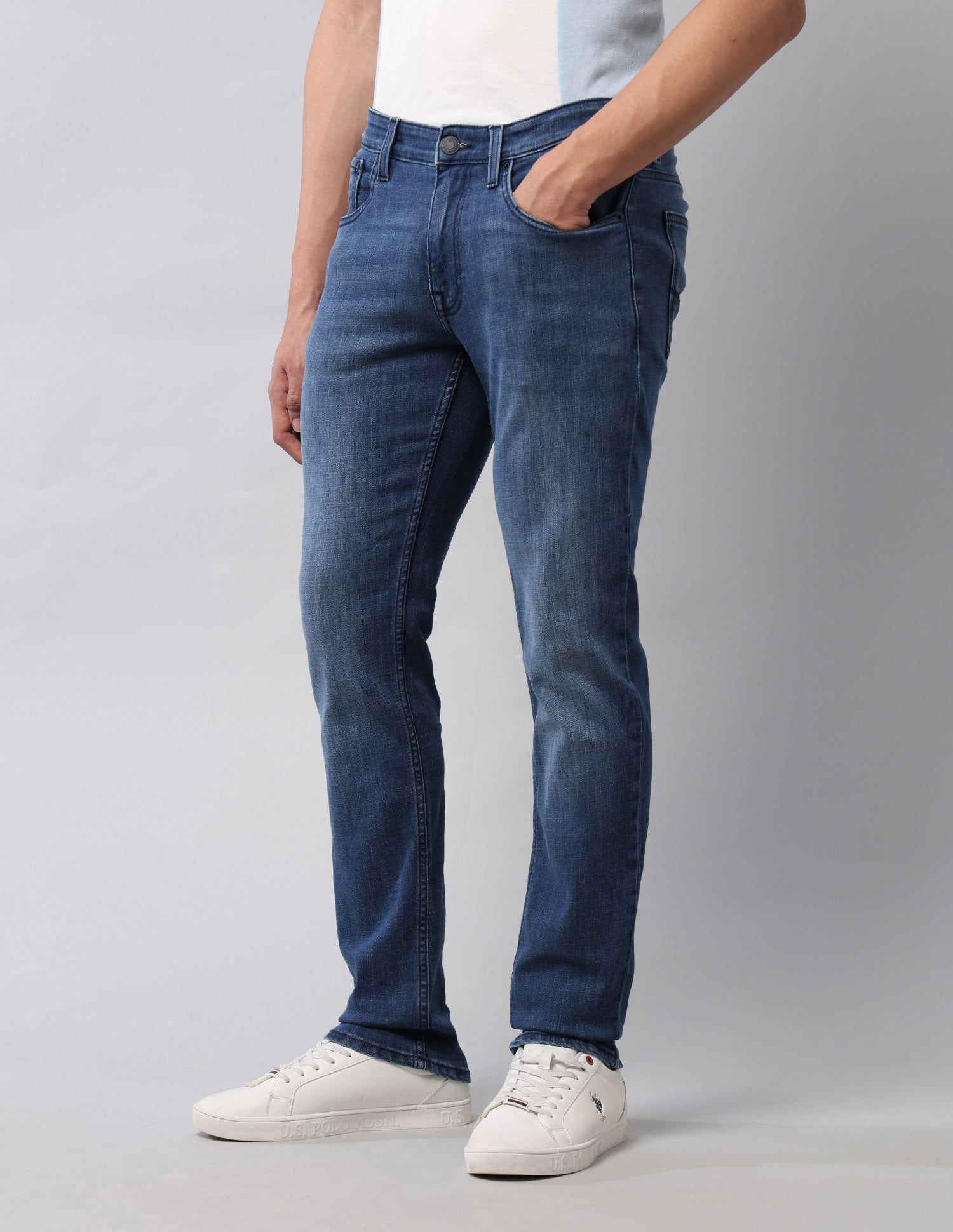 Brandon Slim Tapered Fit Blue Jeans Med Blue - U.S. POLO ASSN. | Large