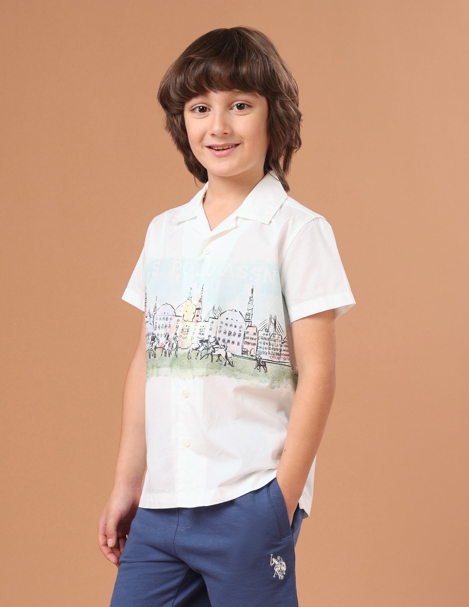Graphic Brand Printed Regular Fit Shirt White - U.S. Polo Assn. India | Large