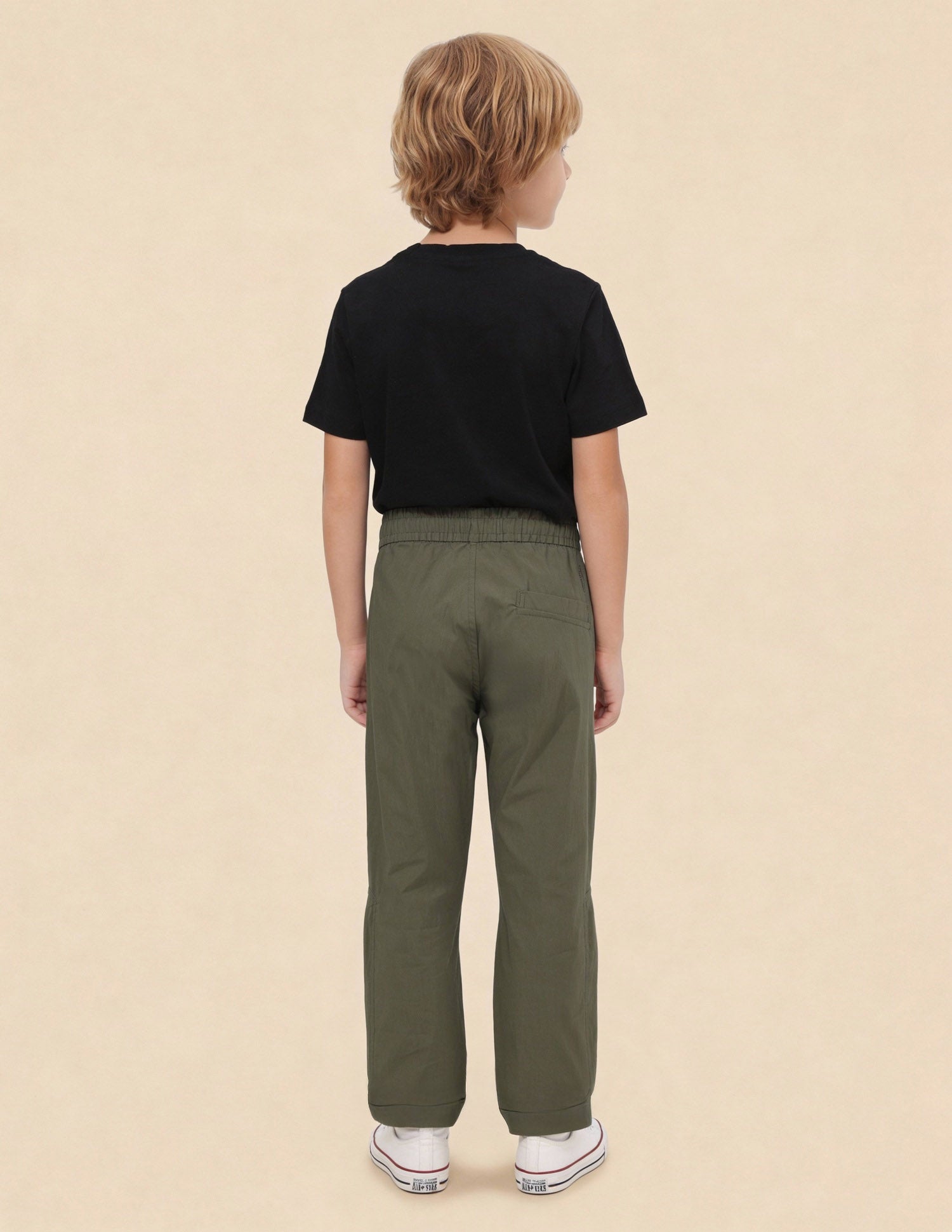 Boys Solid Relaxed Fit Trousers Olive - U.S. Polo Assn. India | Large