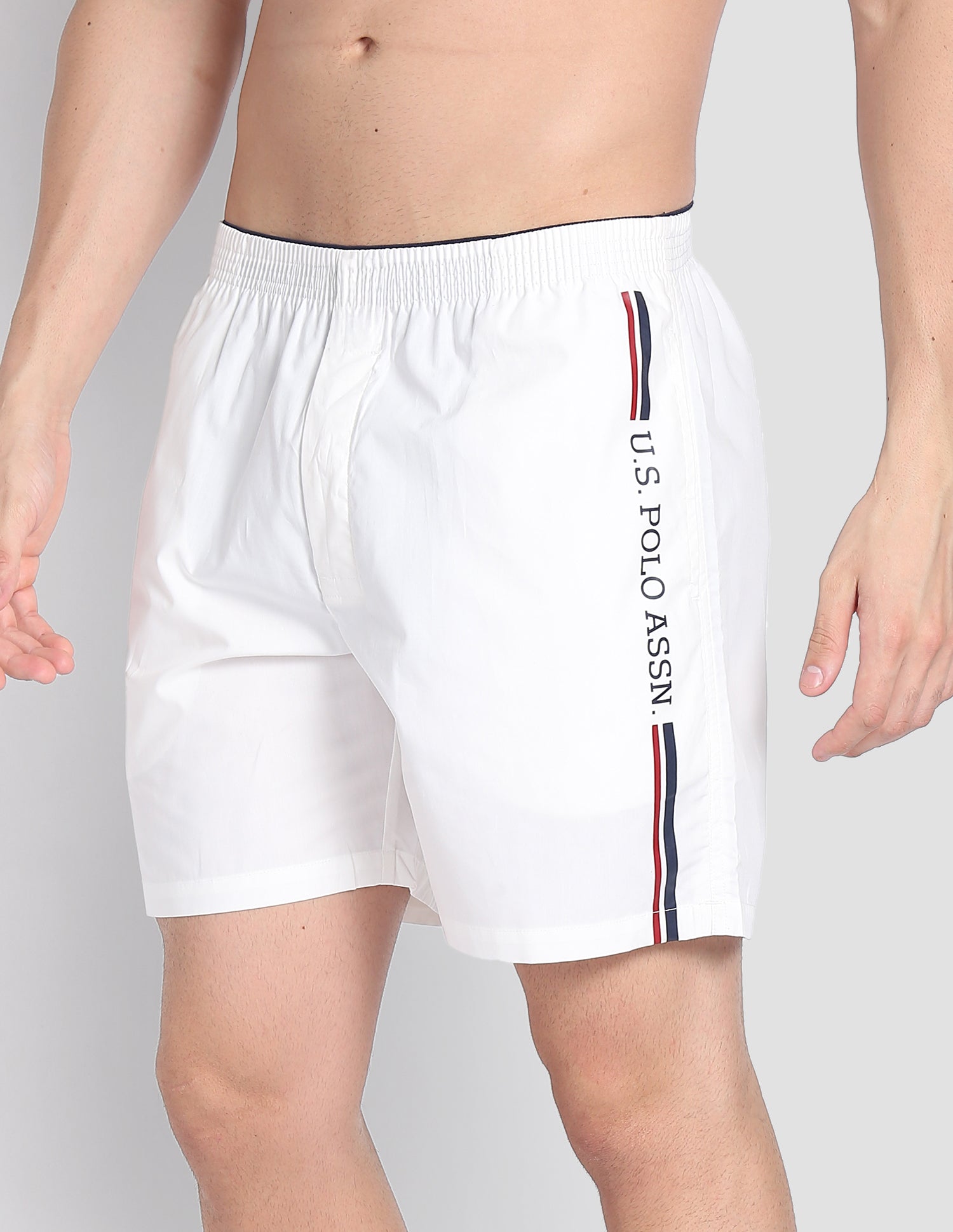 Brand Stripe Dual Pocket IYAX Boxers - Pack Of 1 White - U.S. POLO ASSN. | Large