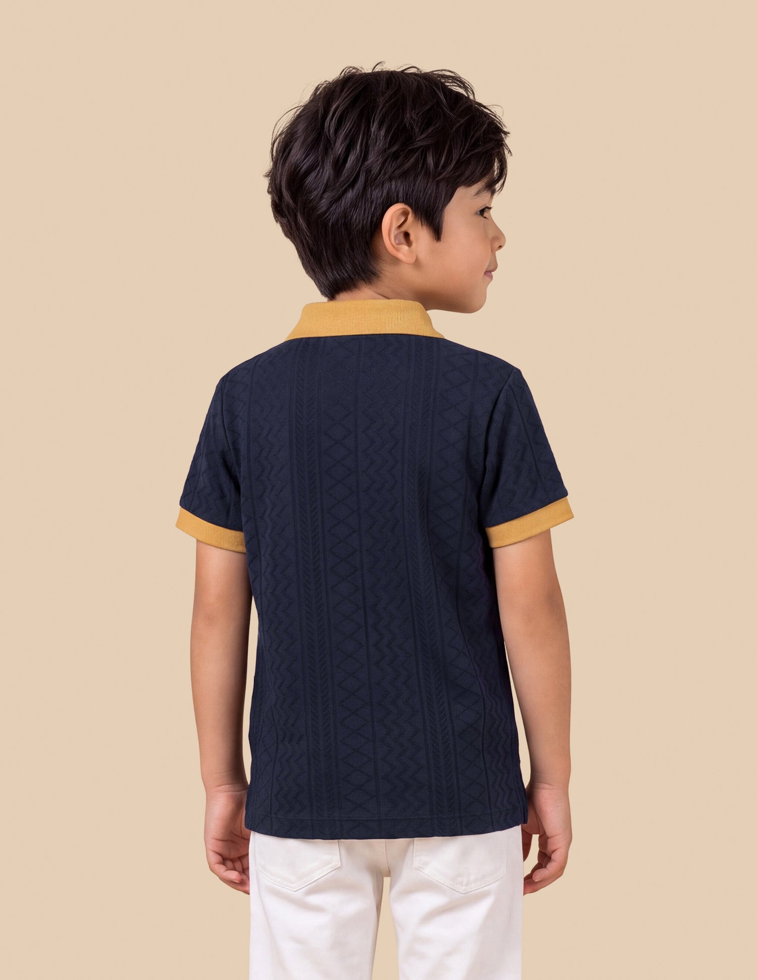 Self Design Geometric Regular Fit Polo Shirt Navy - U.S. Polo Assn. India | Large