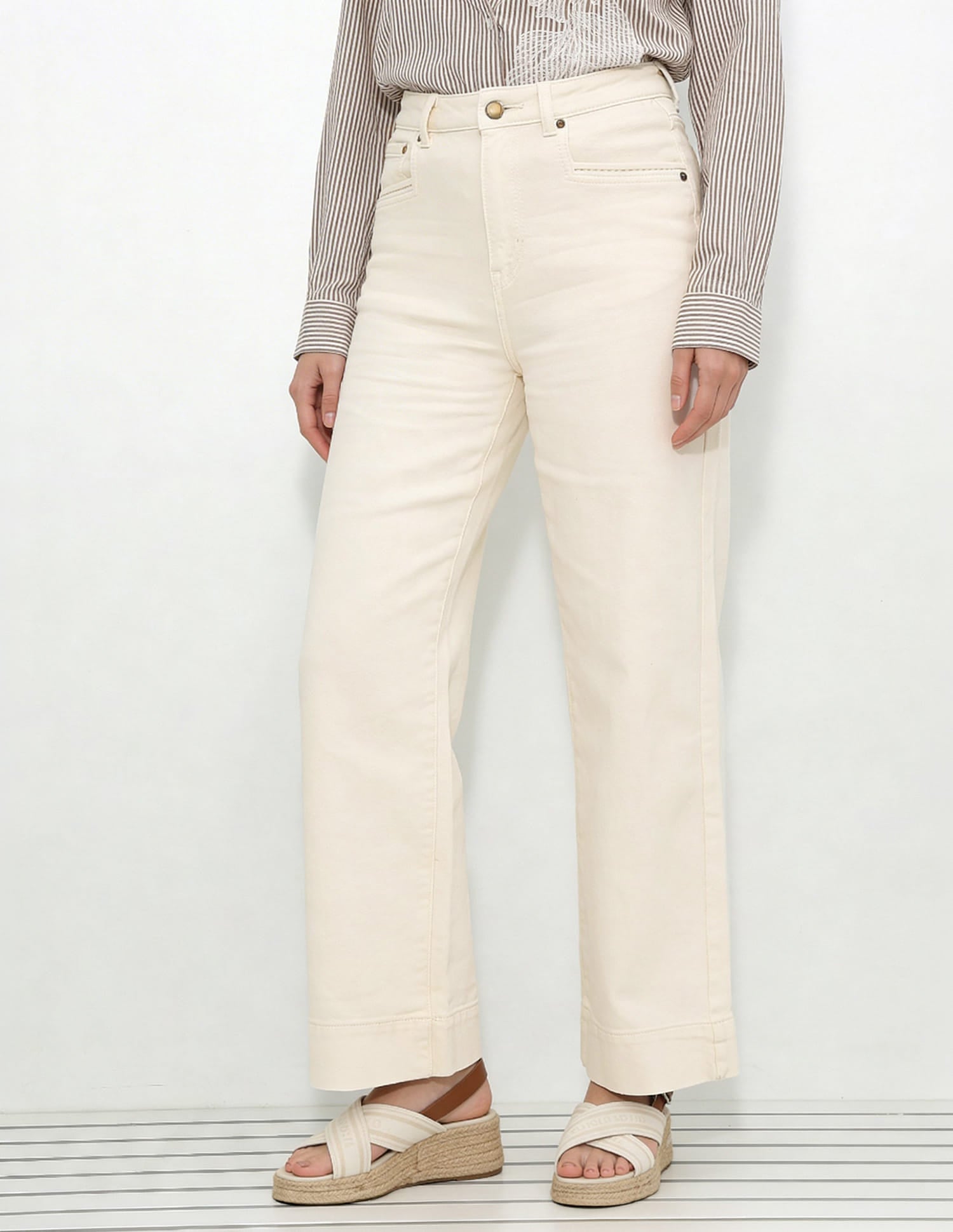 High Rise Wide Leg Fit Jeans White - U.S. Polo Assn. India | Large