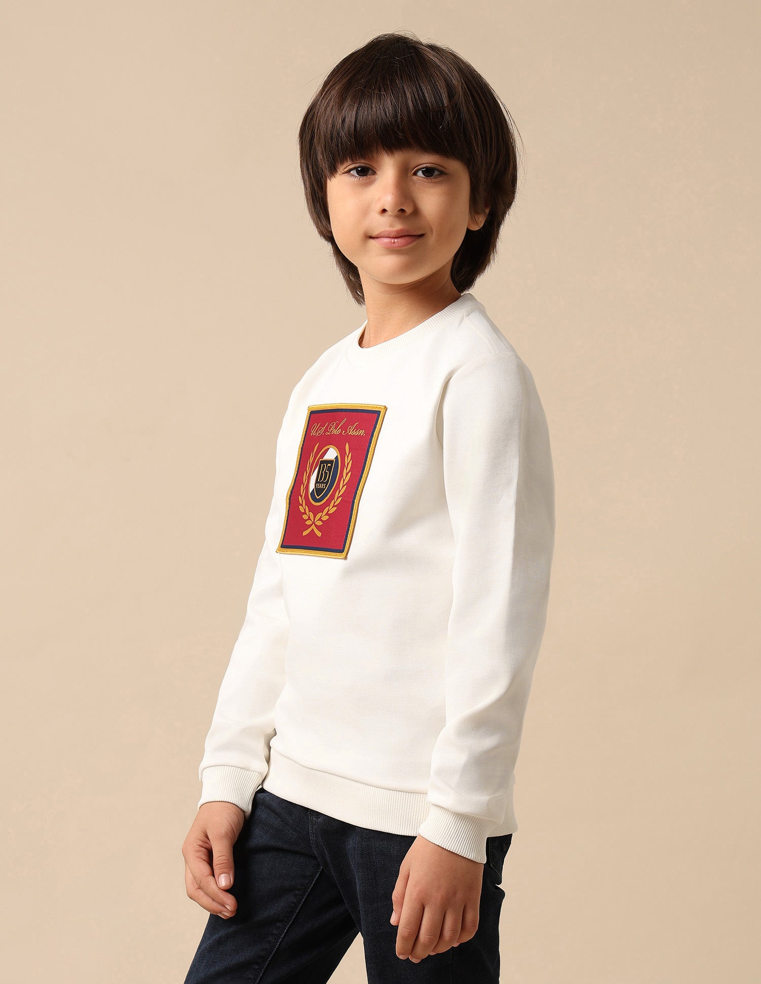 Boys Brand Embroidered Regular Fit Sweatshirt White - U.S. POLO ASSN. | Large