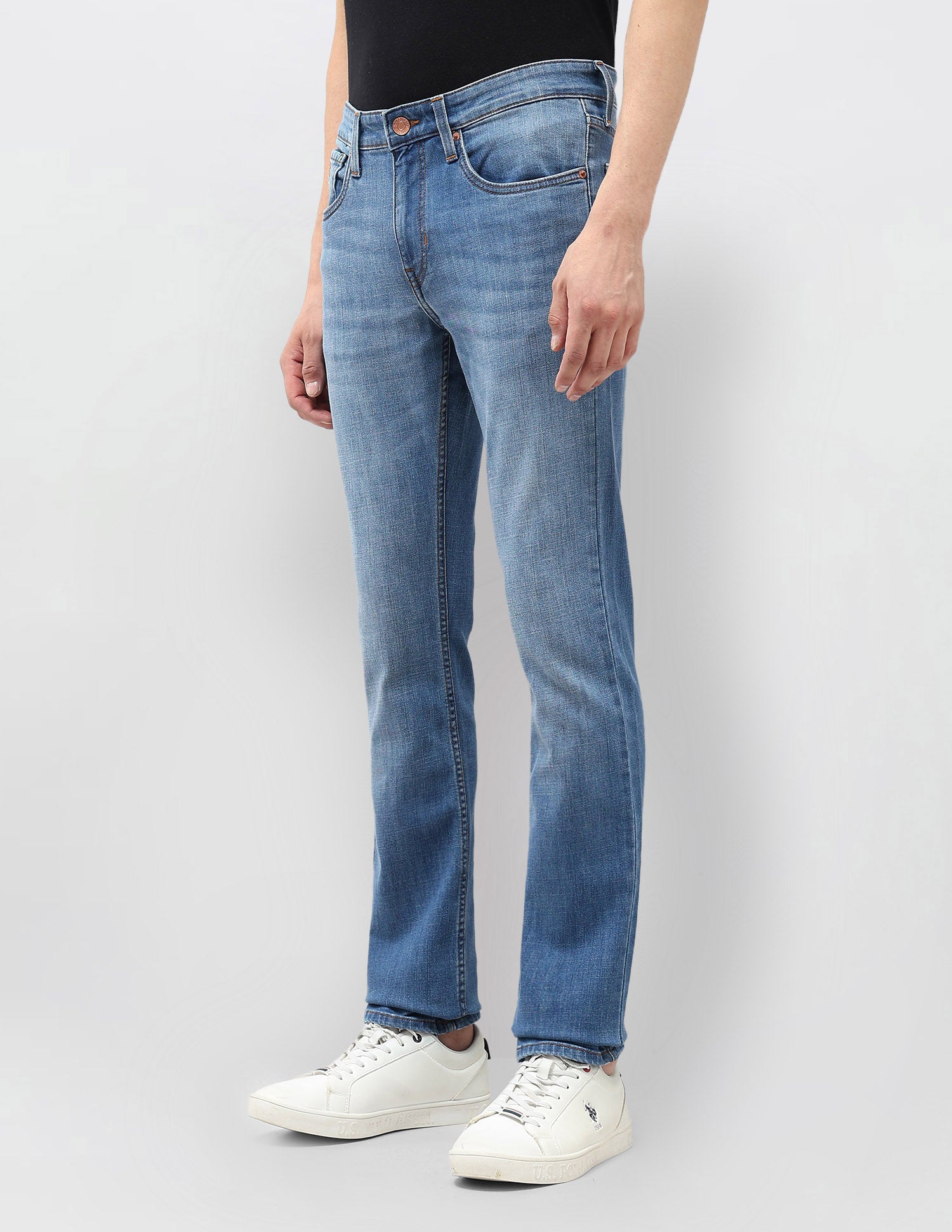 Regallo Skinny Fit Whiskered Jeans Med Blue - U.S. Polo Assn. India | Large