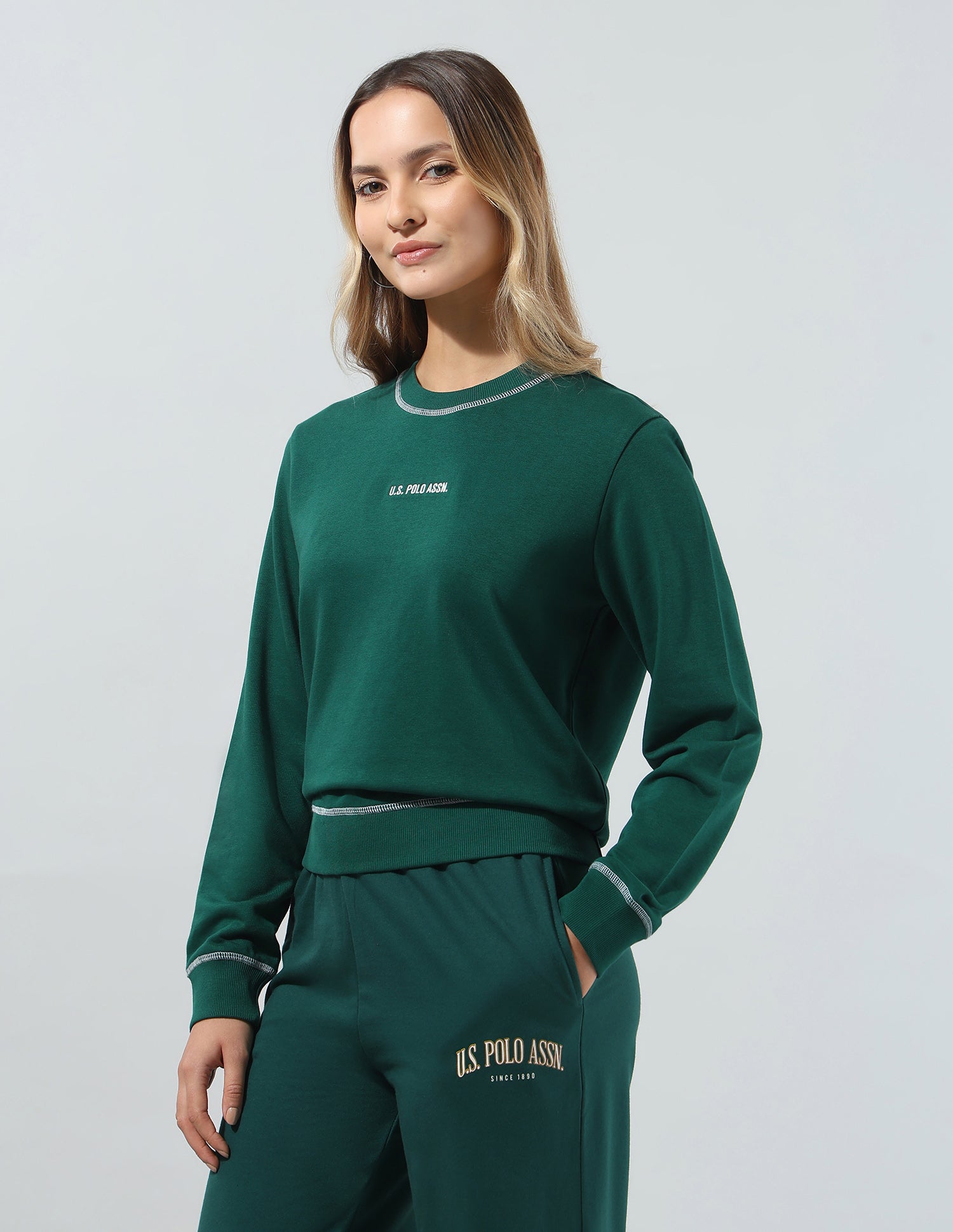 Solid Relaxed Fit Sweatshirt Dark Green - U.S. Polo Assn. India | Large