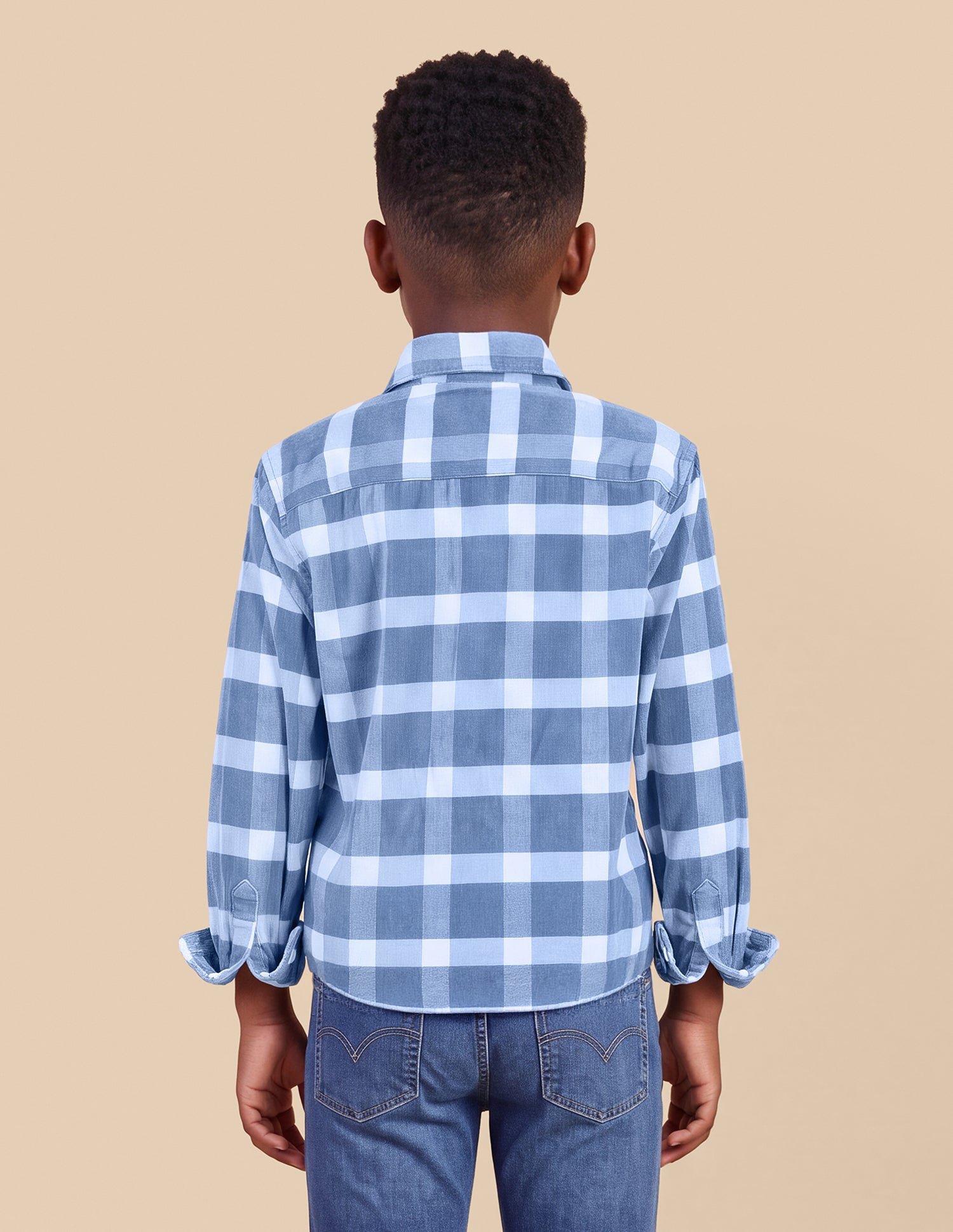 Corduroy Grid Tattersall Checked Shirt Light Blue - U.S. Polo Assn. India | Large