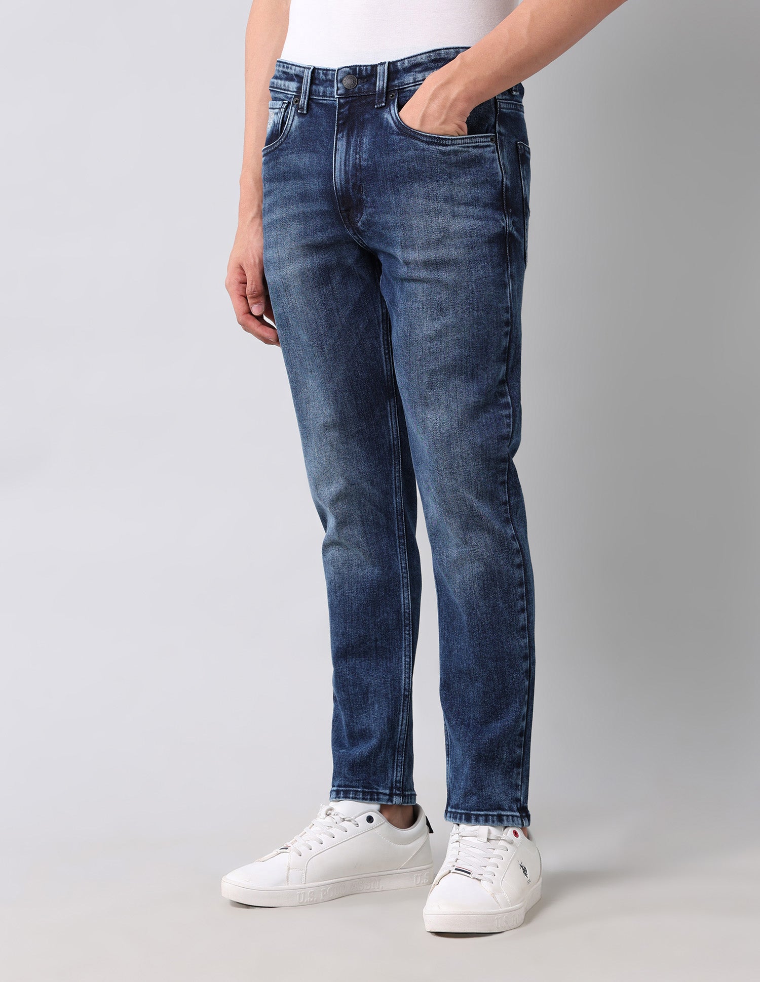 Cole Comfort Cropped Fit Blue Jeans Blue - U.S. Polo Assn. India | Large