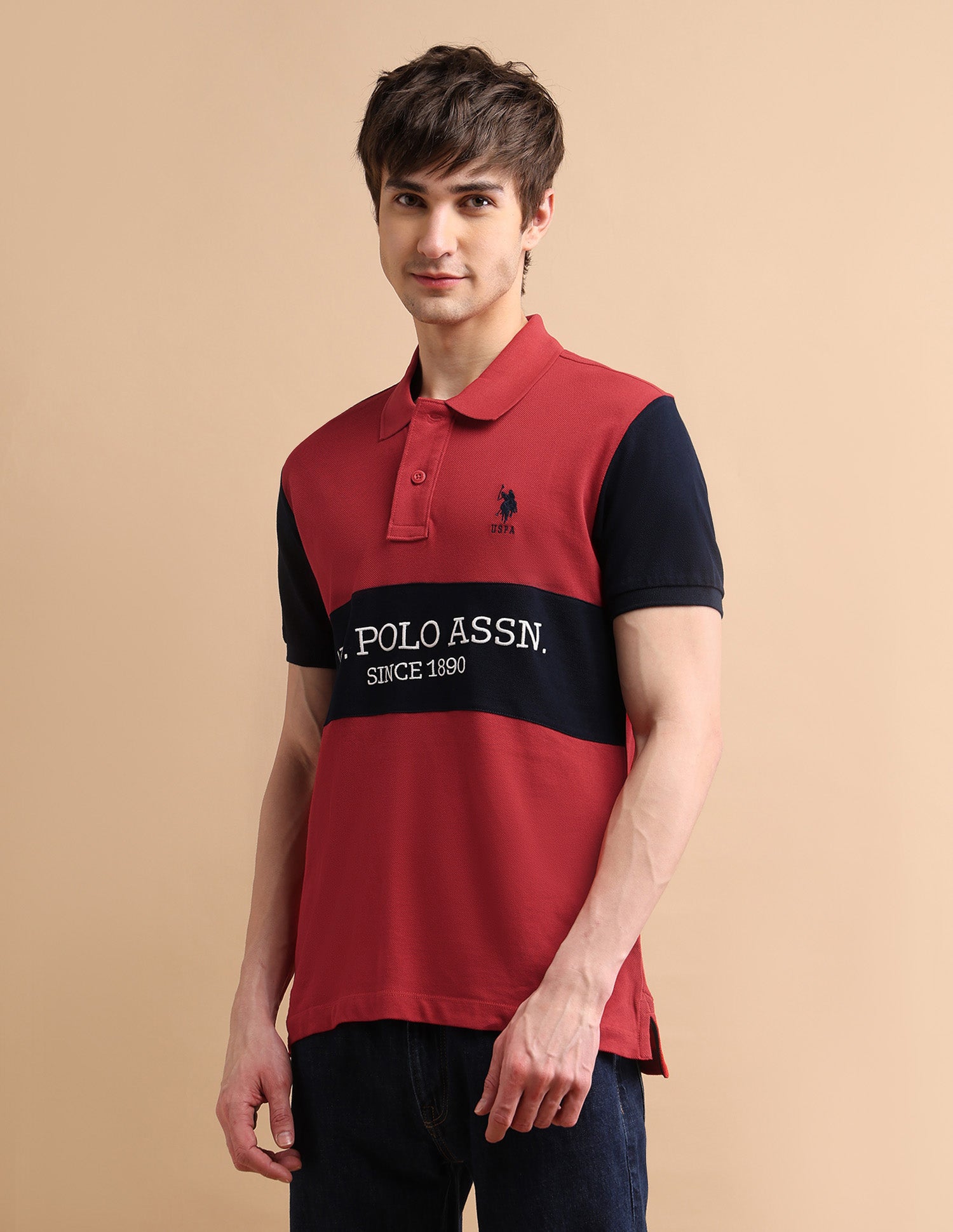 Embroidered Rugby Polo Shirt Red - U.S. POLO ASSN. | Large