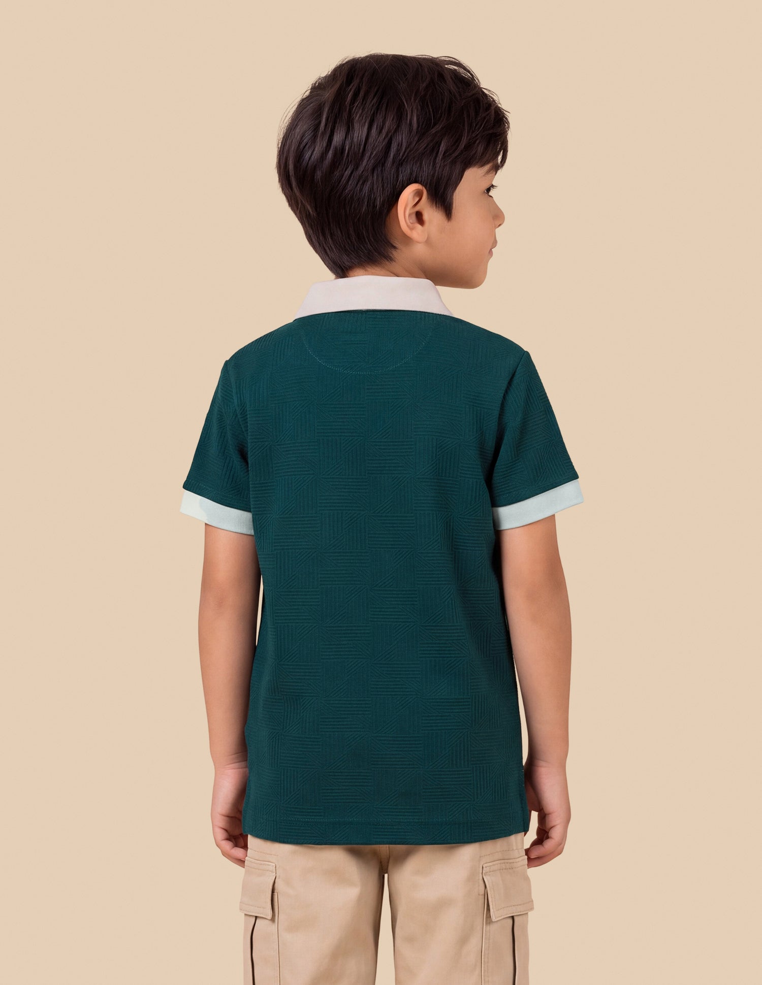 Self Design Geometric Regular Fit Polo Shirt Teal - U.S. Polo Assn. India | Large