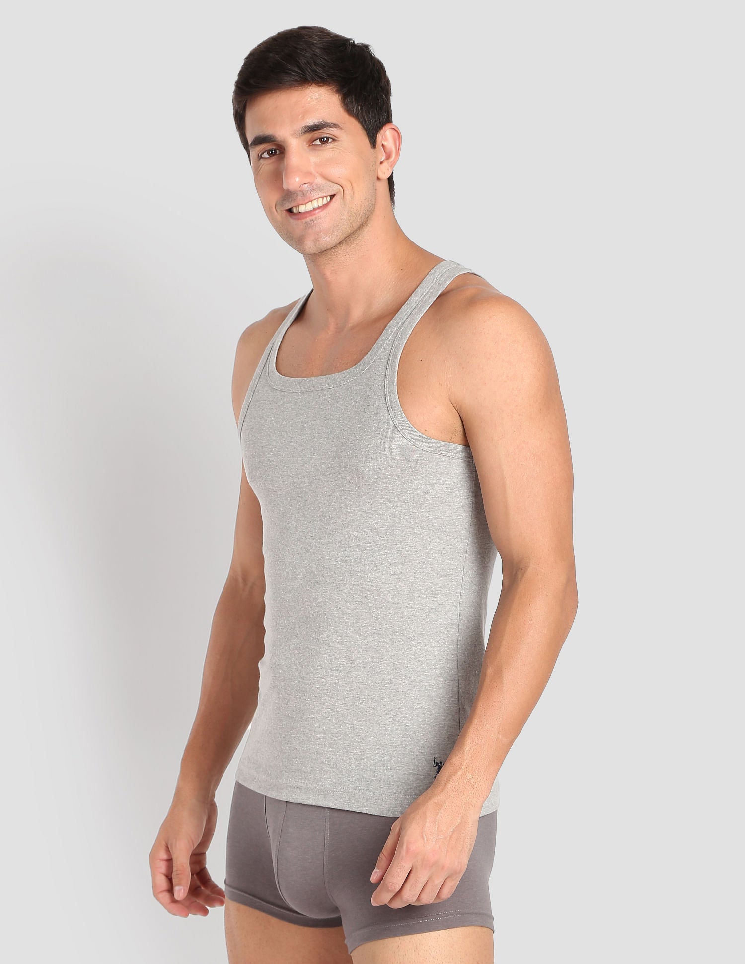 Pure Cotton Ribbed EV006 Vest - Pack Of 1 Grey - U.S. POLO ASSN. | Large