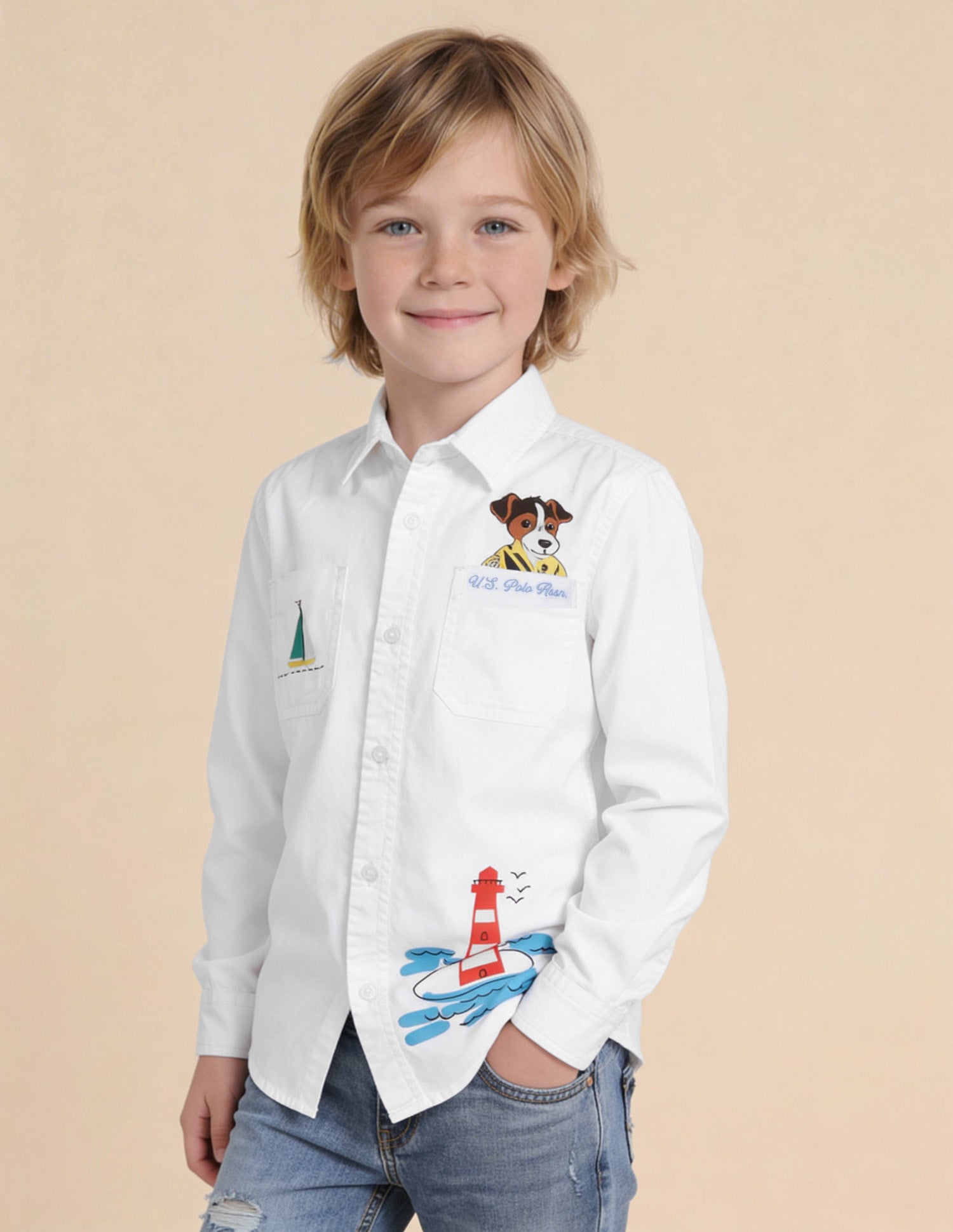 Graphic Printed Regular Fit Shirt White - U.S. Polo Assn. India | Large