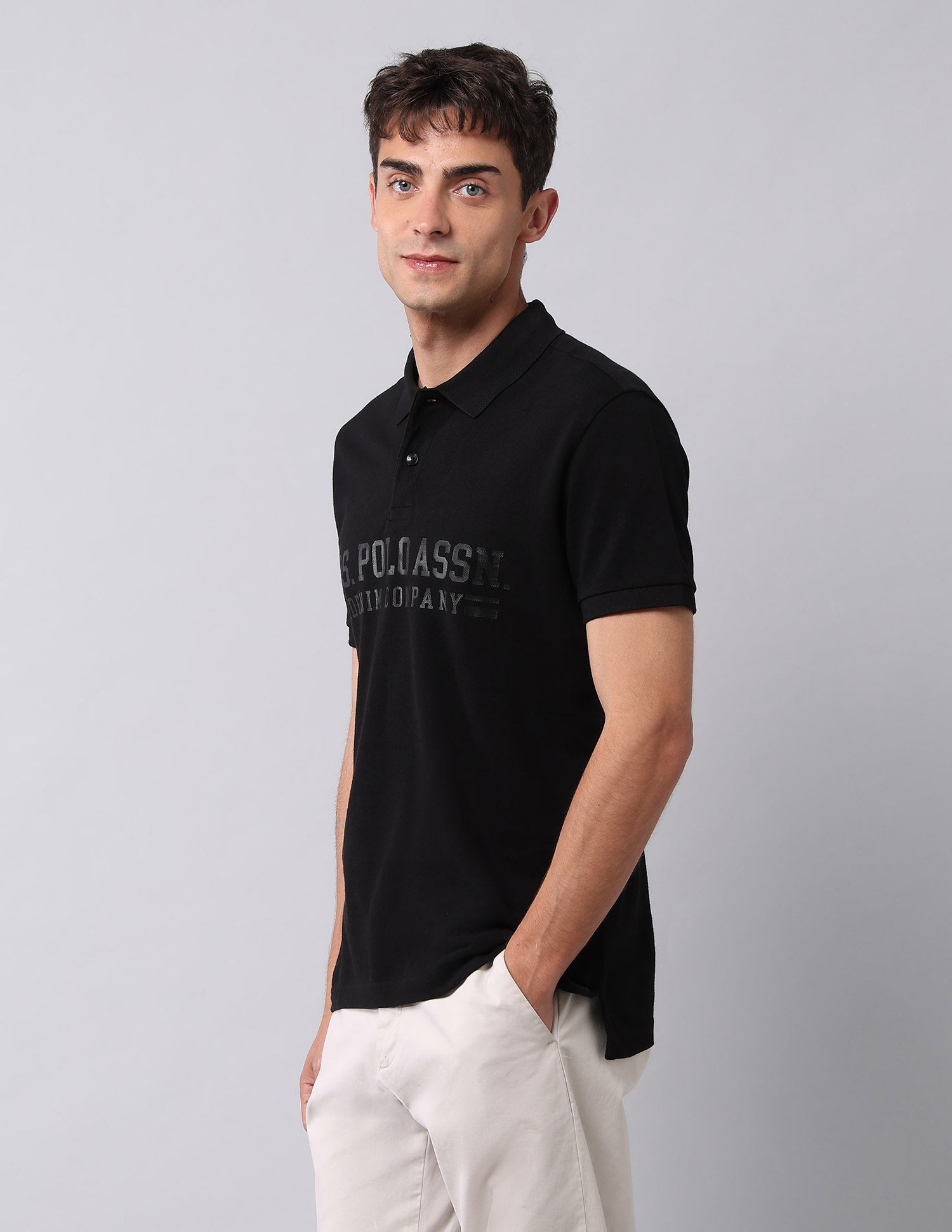 Brand Printed Muscle Fit Polo Shirt Black - U.S. POLO ASSN. | Large