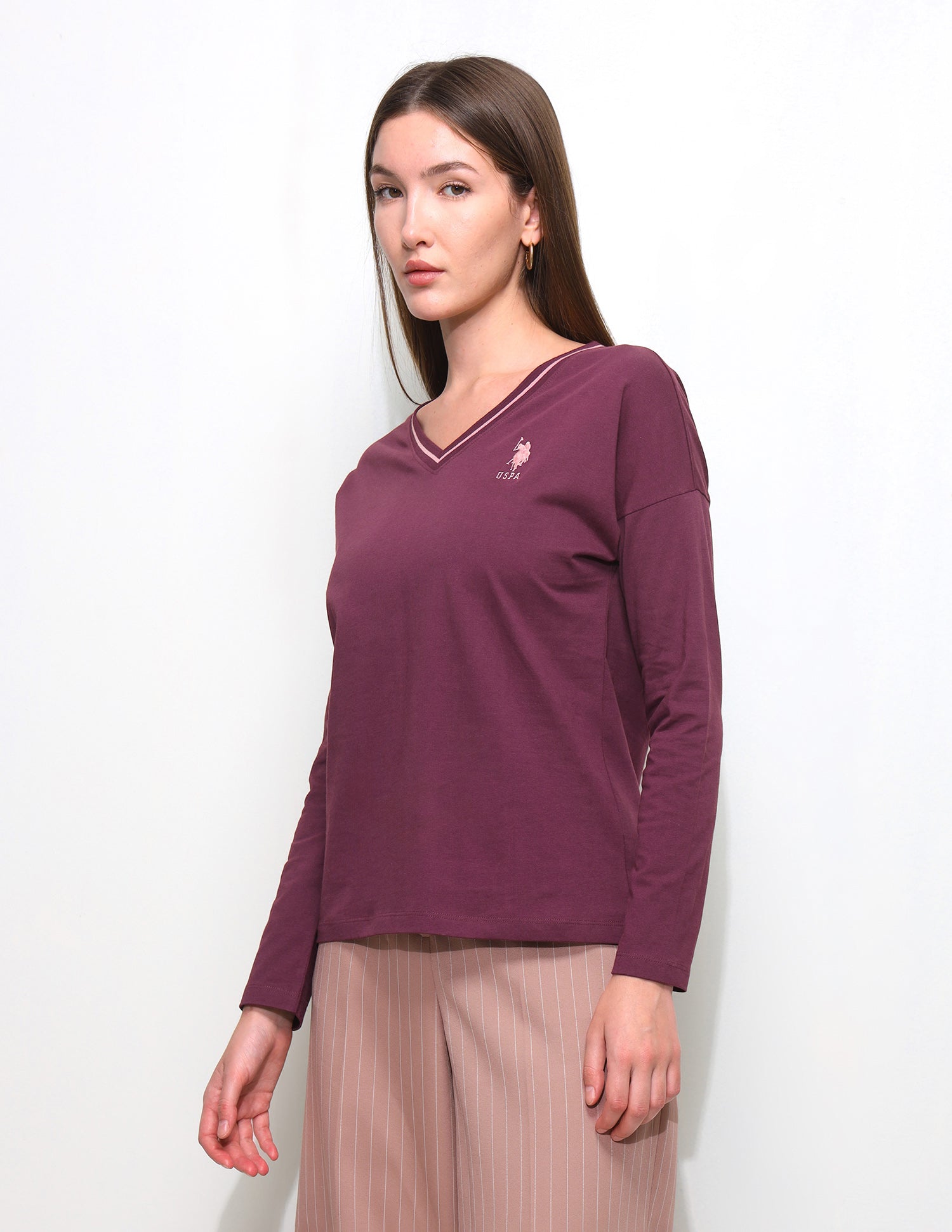 Relaxed Fit Drop Shoulder T-Shirt Wine - U.S. Polo Assn. India | Large