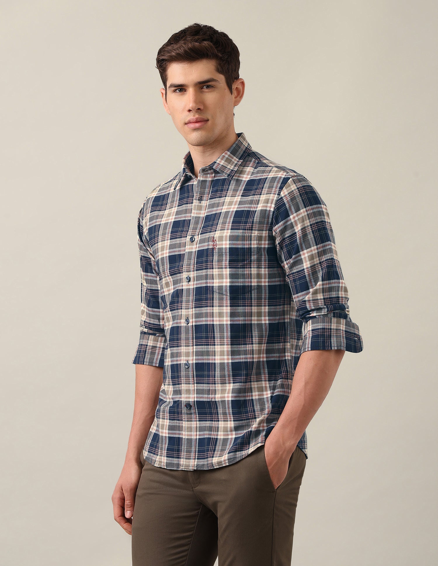 Tartan Checked Oxford Shirt Navy - U.S. Polo Assn. India | Large