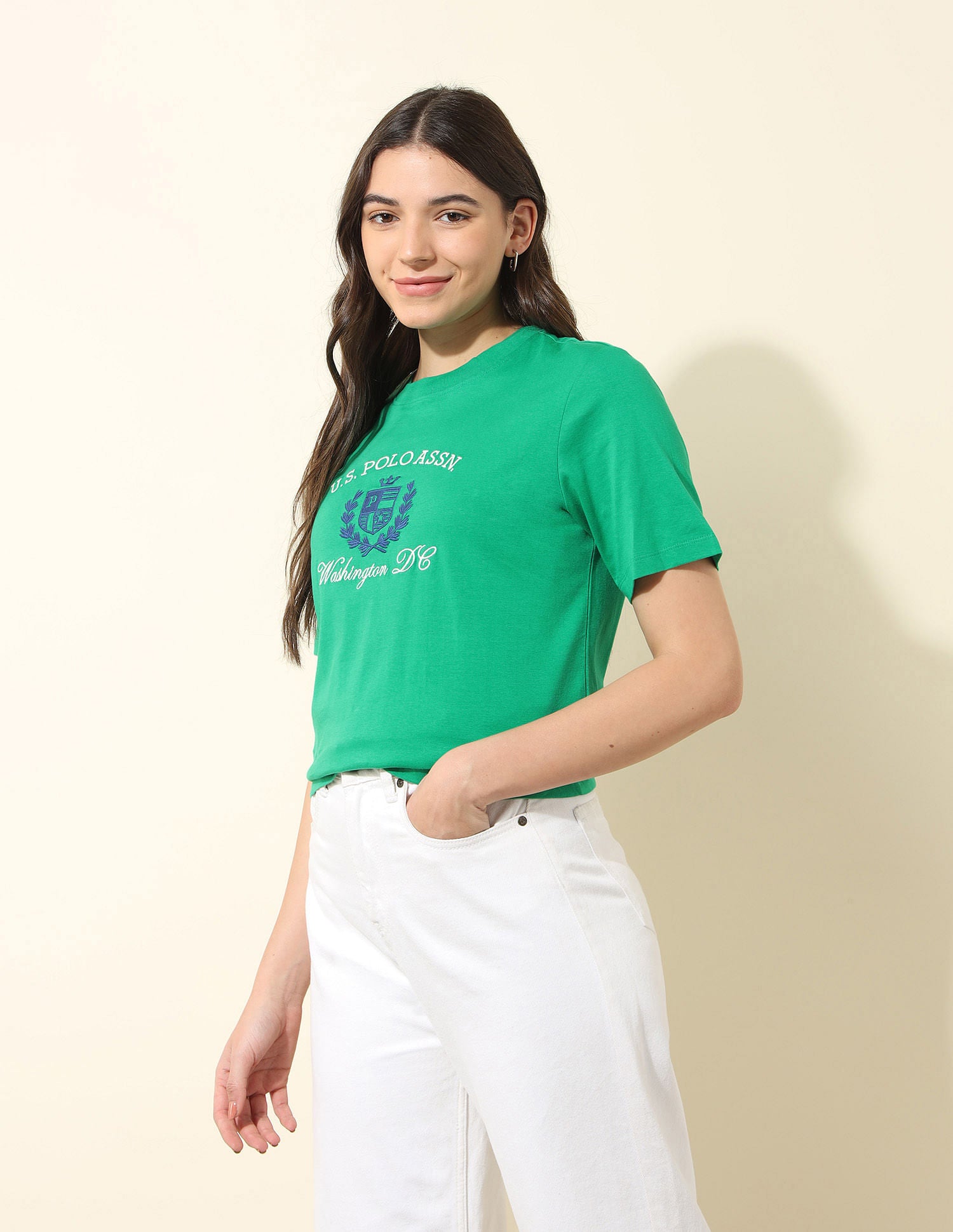 Boxy Fit Brand Printed T-Shirt Green - U.S. POLO ASSN. | Large