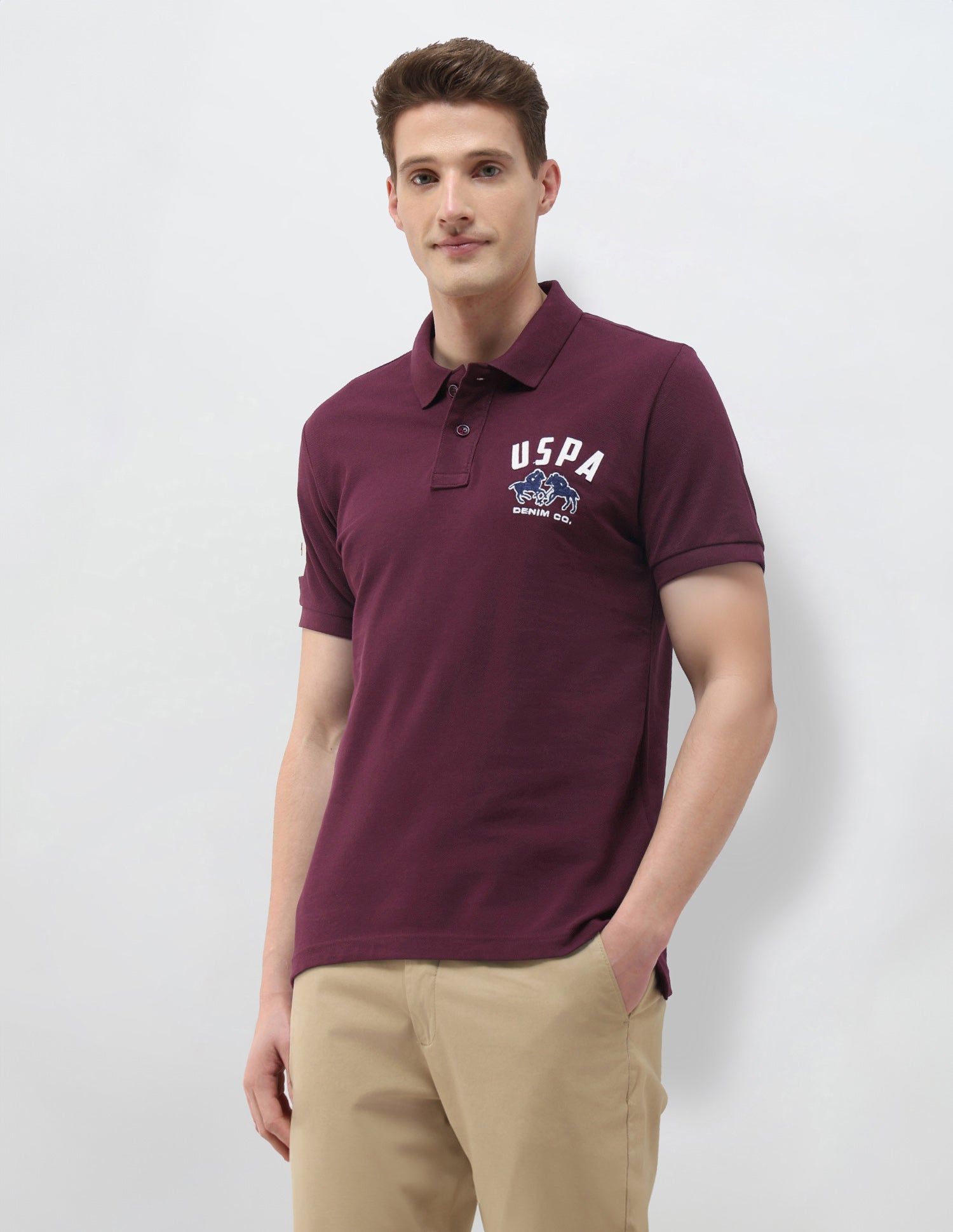 Summer House Slim Fit Polo Shirt Wine - U.S. Polo Assn. India | Large