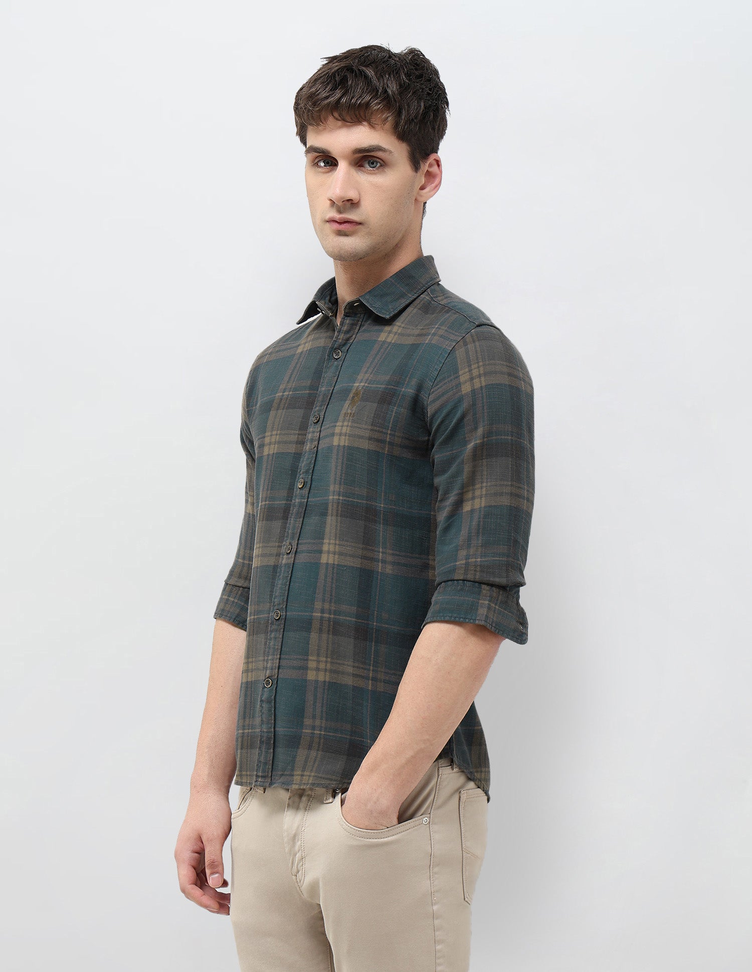 Tartan Checked Regular Fit Shirt Grey - U.S. POLO ASSN. | Large