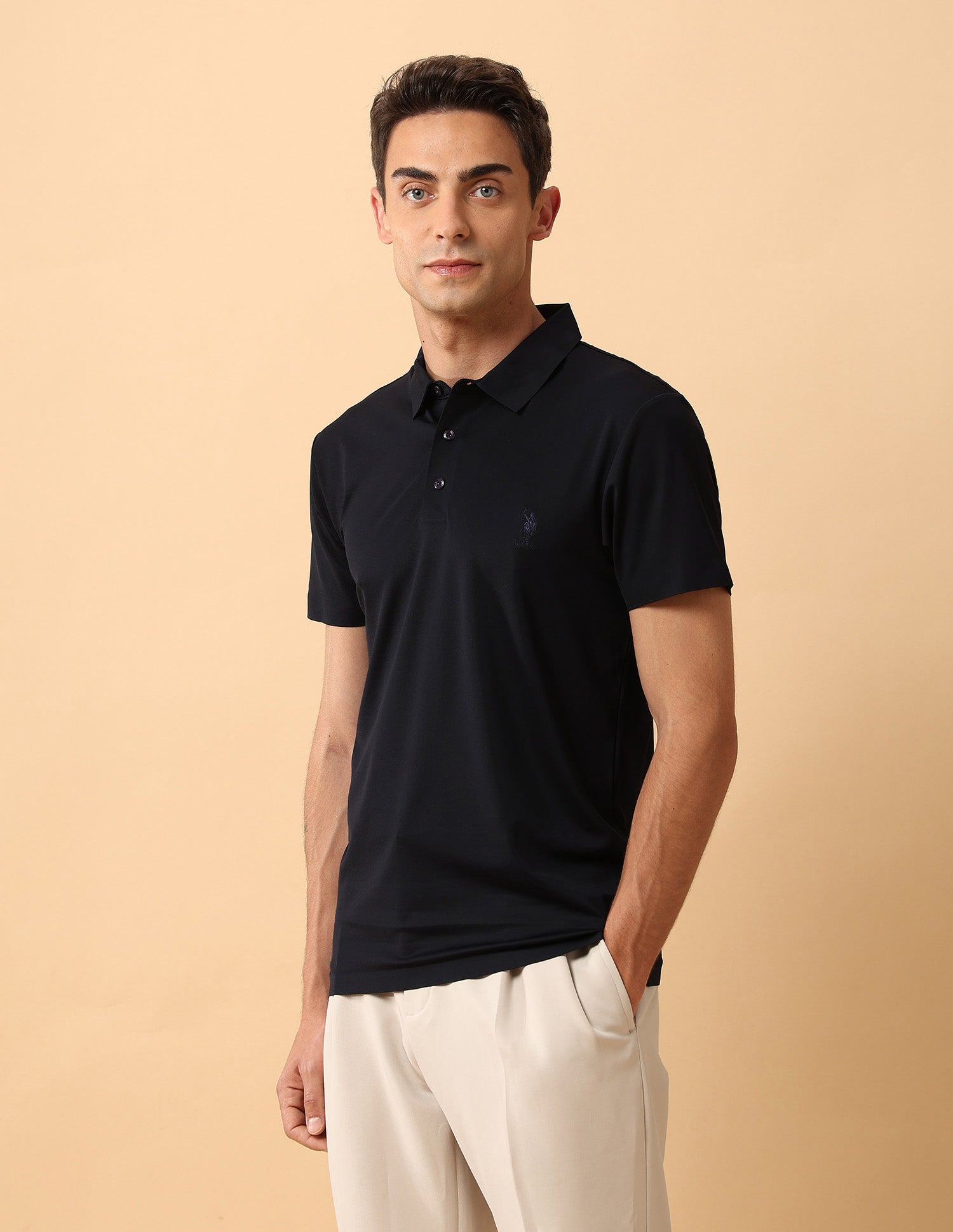 Pacho X Slim Fit Solid Polo Shirt Navy - U.S. Polo Assn. India | Large