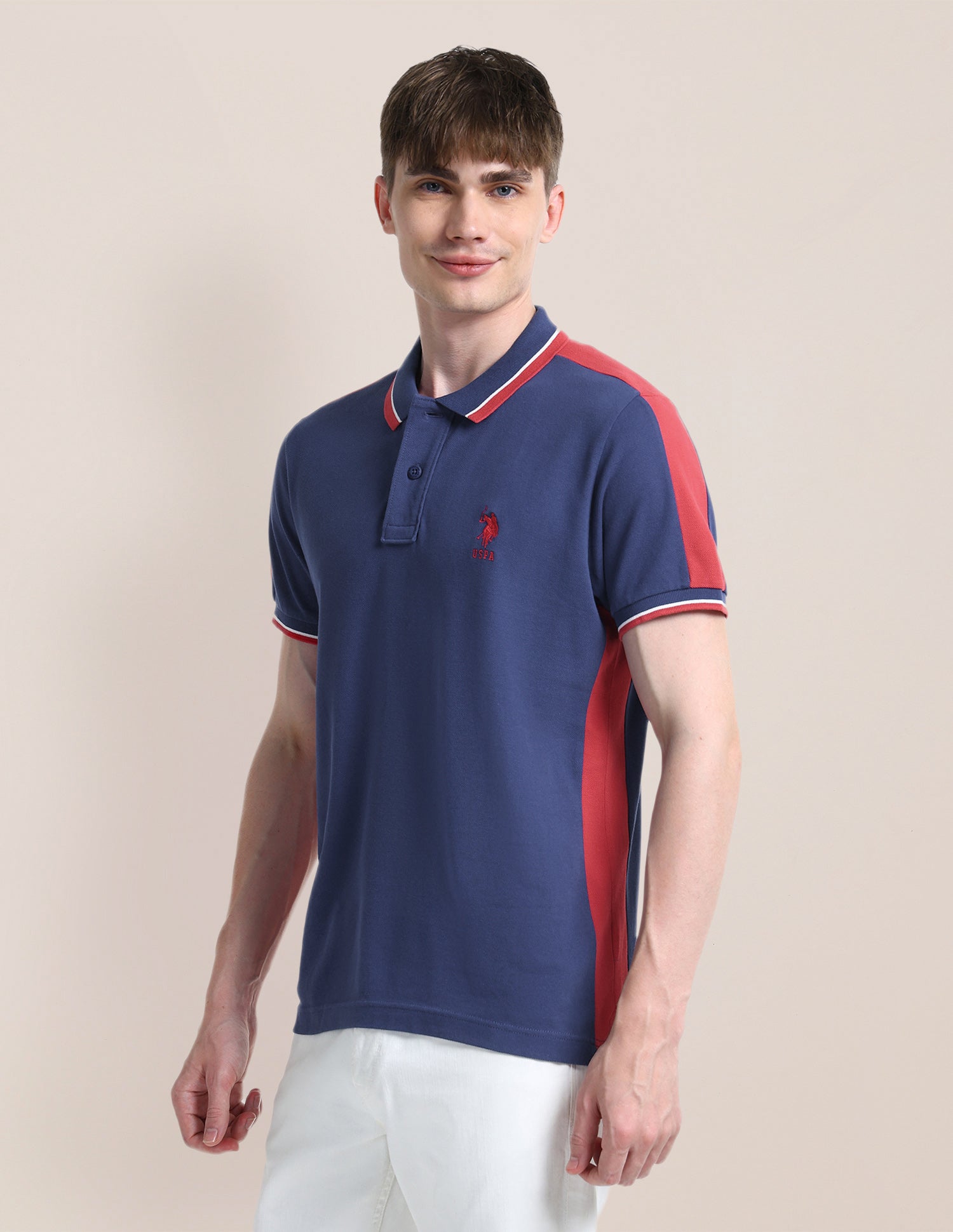 Colour Blocked Slim Fit Polo Shirt Blue - U.S. POLO ASSN. | Large