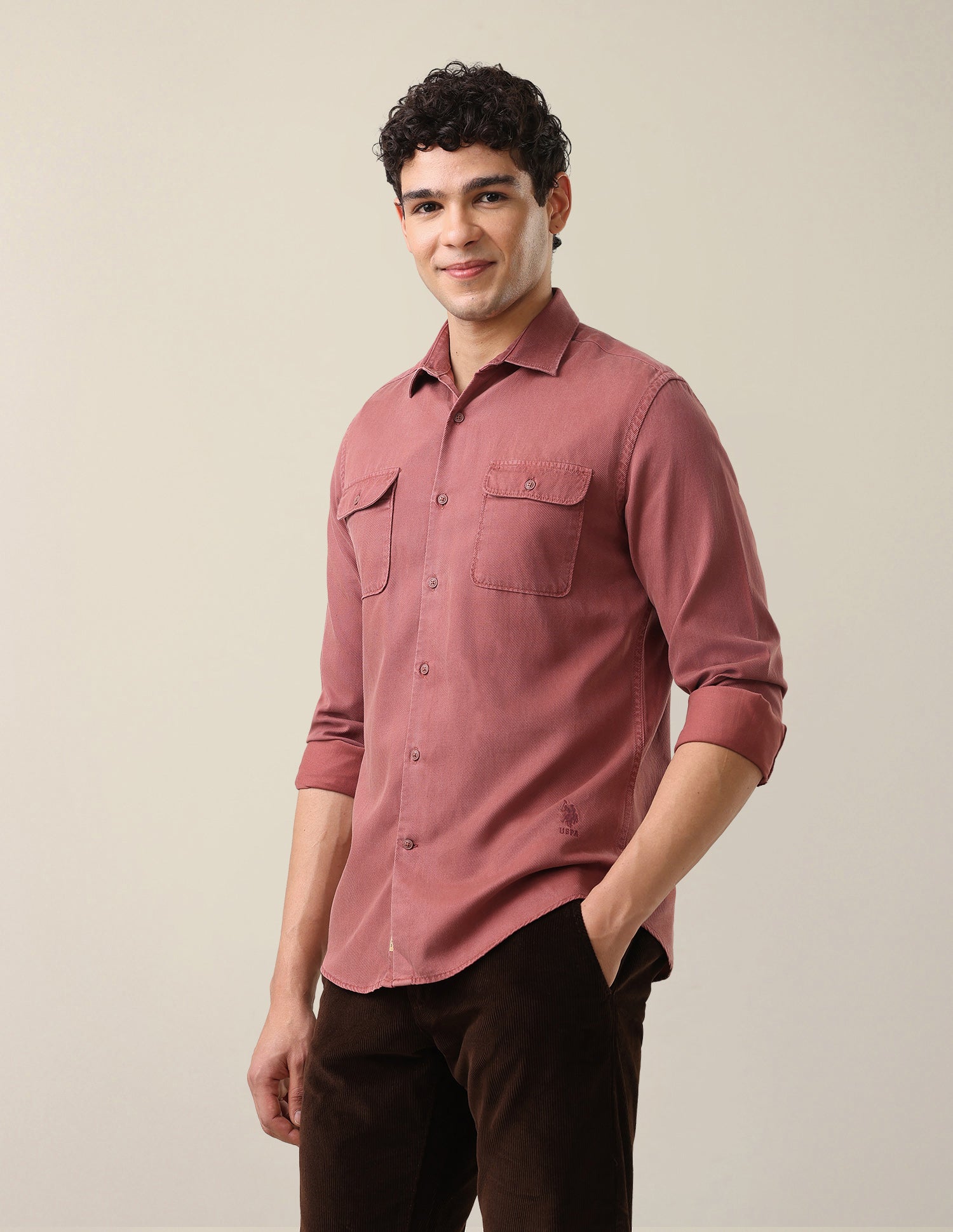 Solid Regular Fit Shirt Rust - U.S. Polo Assn. India | Large