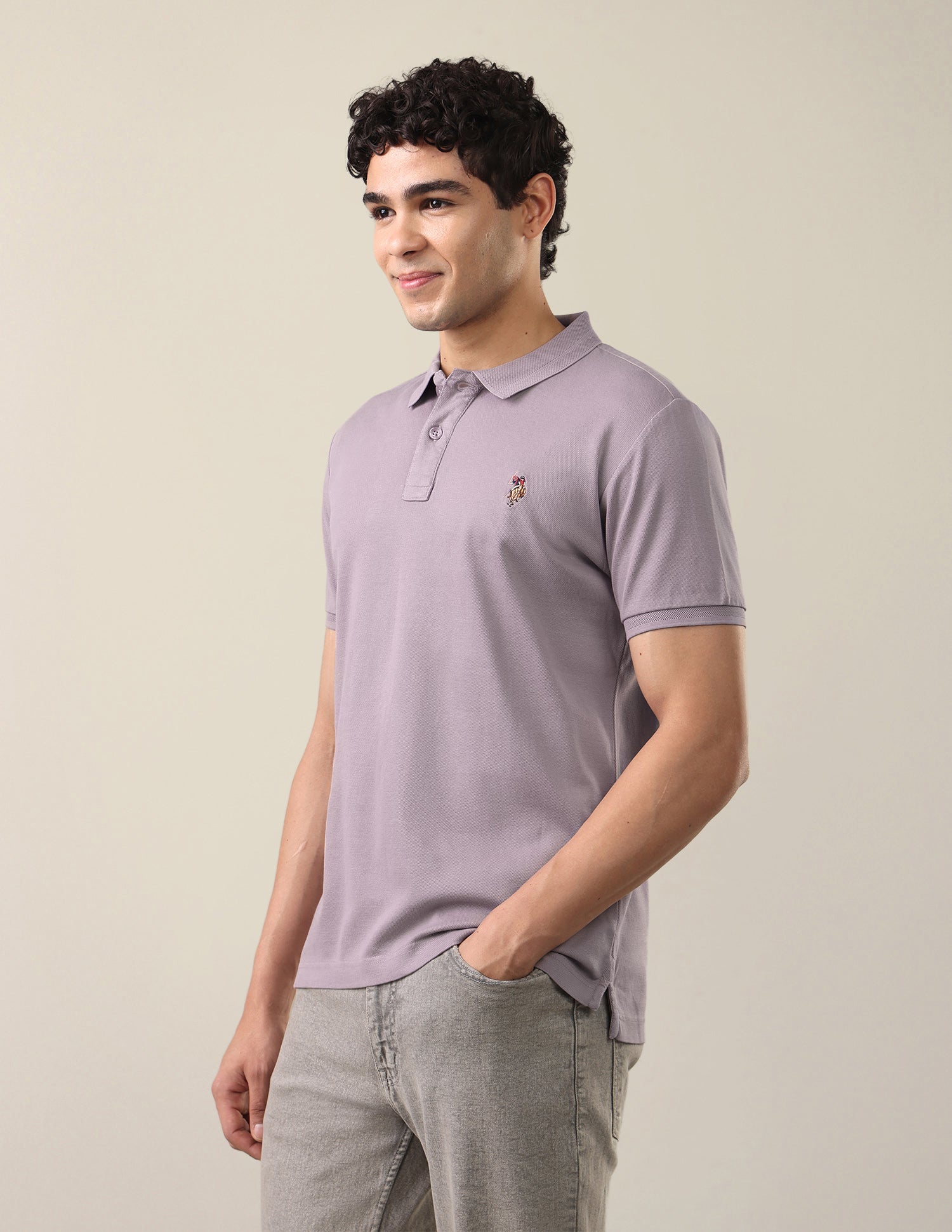 Solid Slim Fit Polo Shirt Purple - U.S. Polo Assn. India | Large