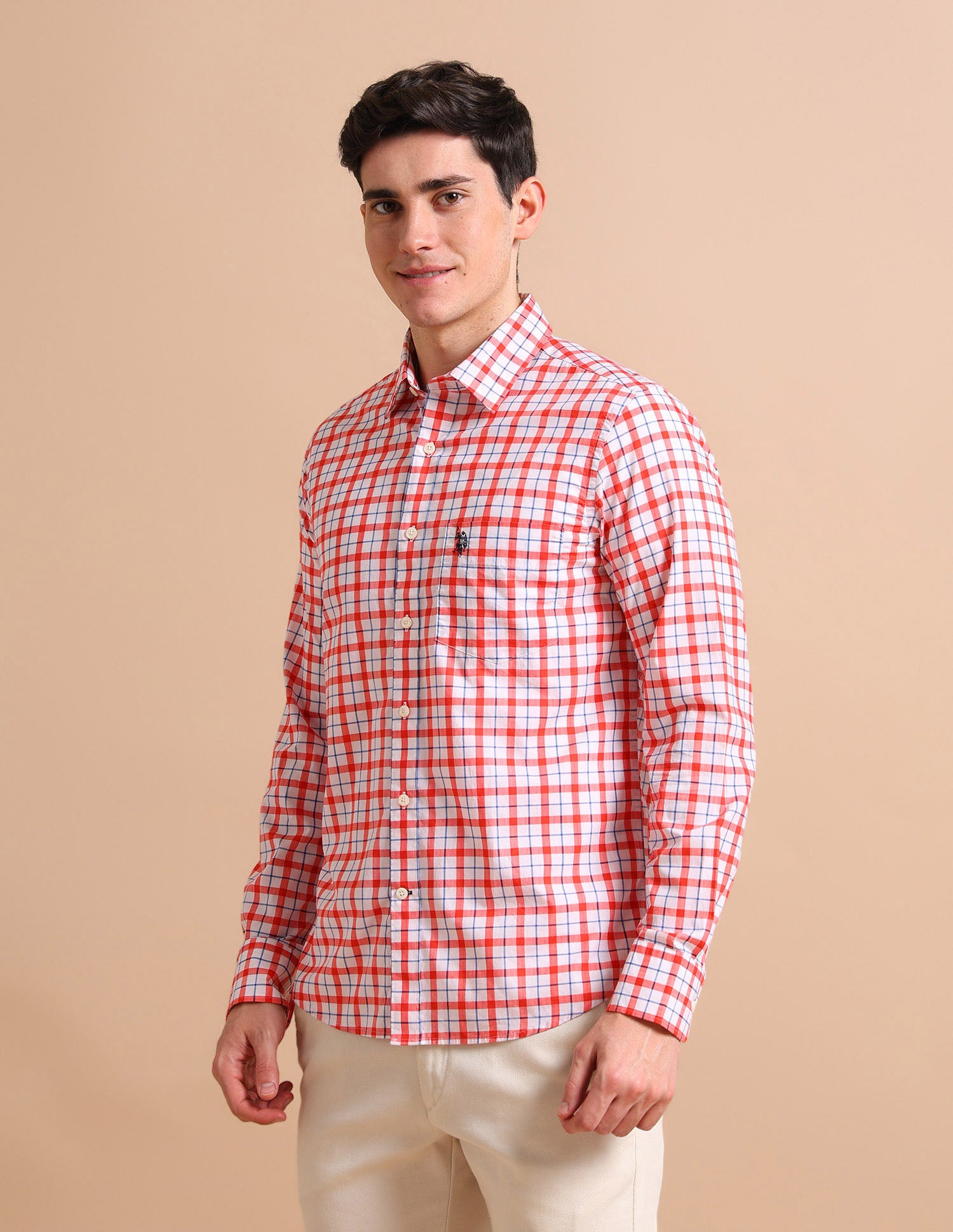 Twill Check Shirt Red - U.S. POLO ASSN. | Large