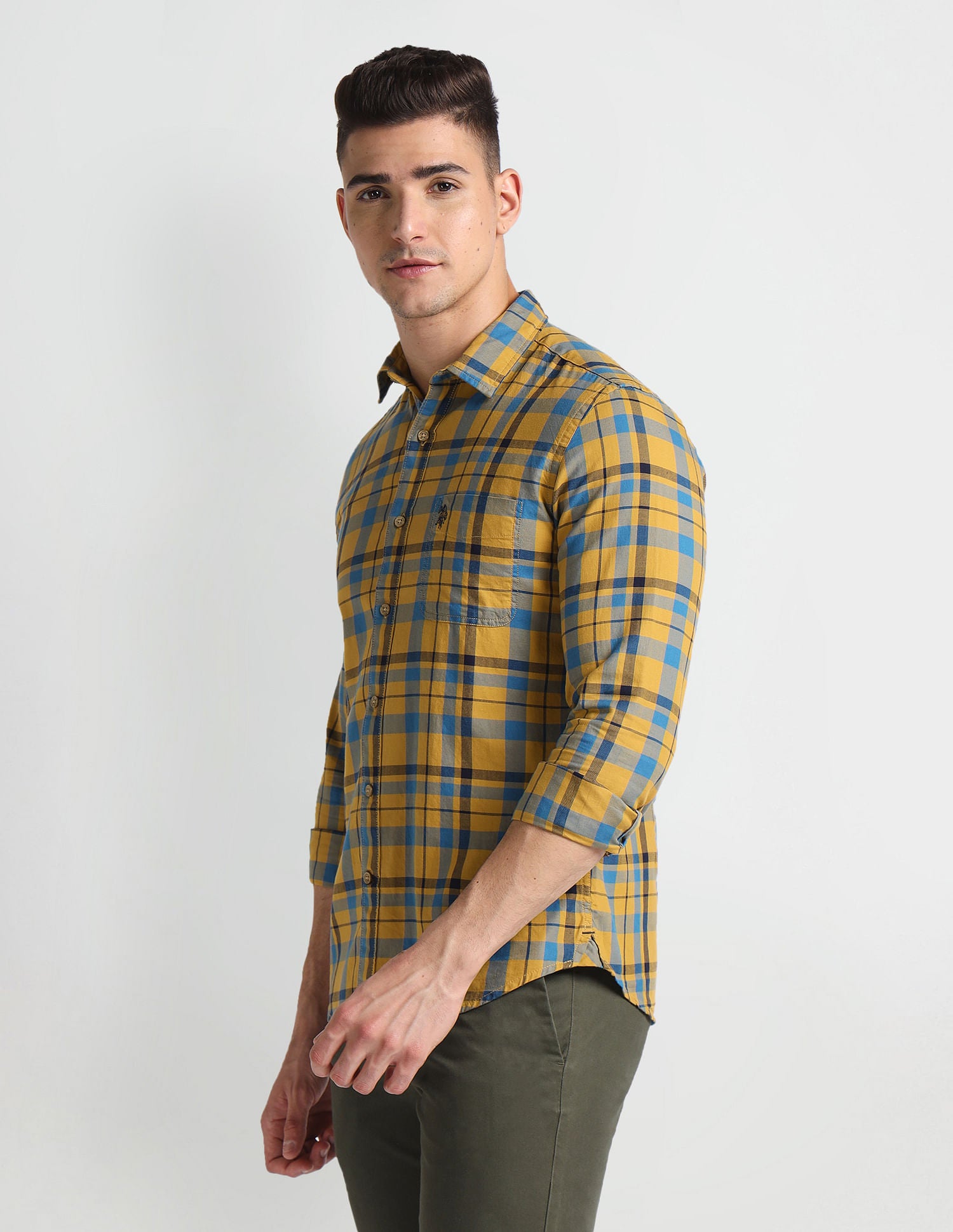 Tartan Check Twill Shirt Ochre - U.S. Polo Assn. India | Large