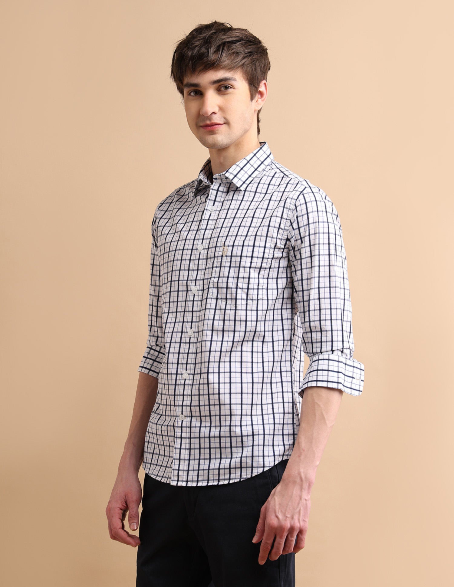 Grid Oxford Shirt White - U.S. POLO ASSN. | Large