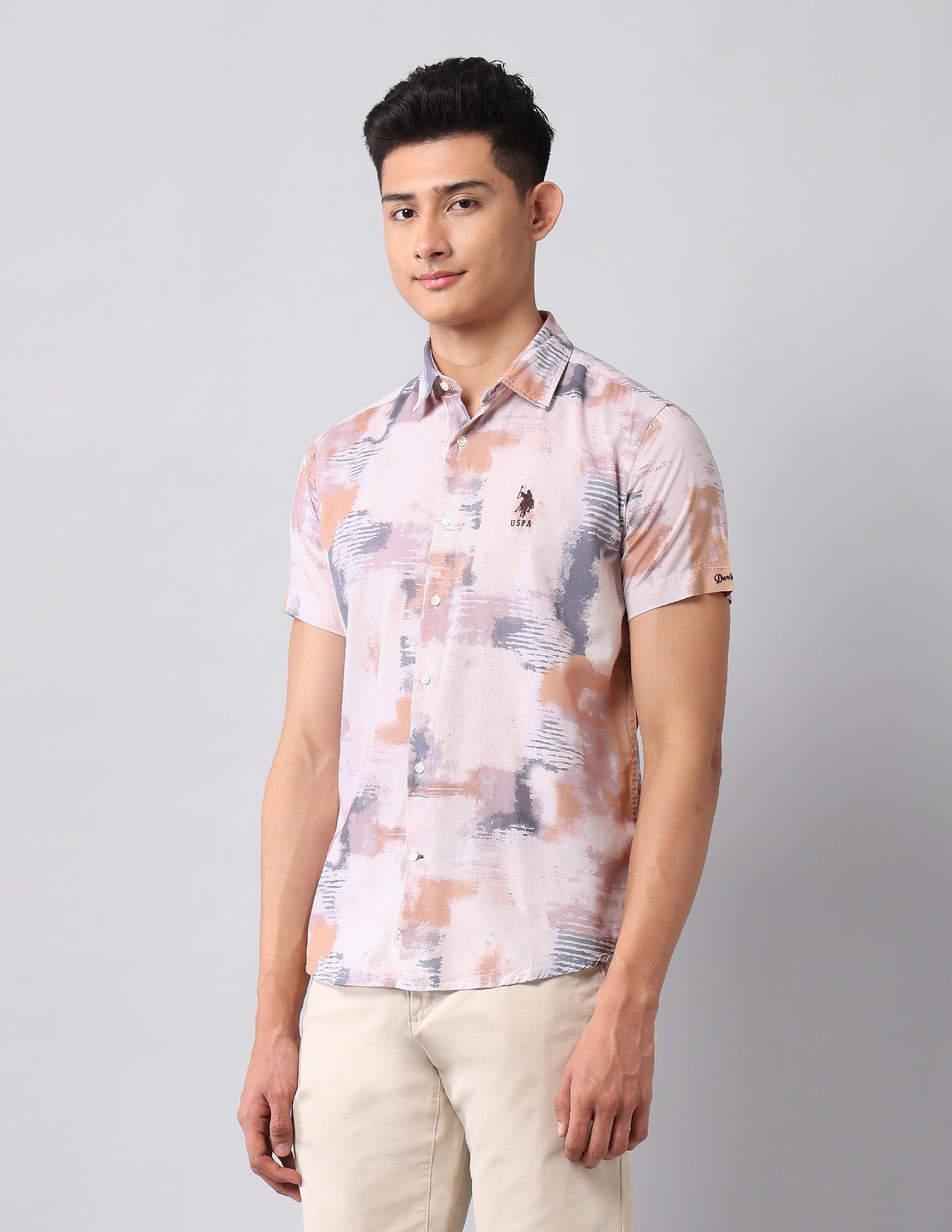 Abstract Printed Regular Fit Shirt Coral - U.S. Polo Assn. India | Large