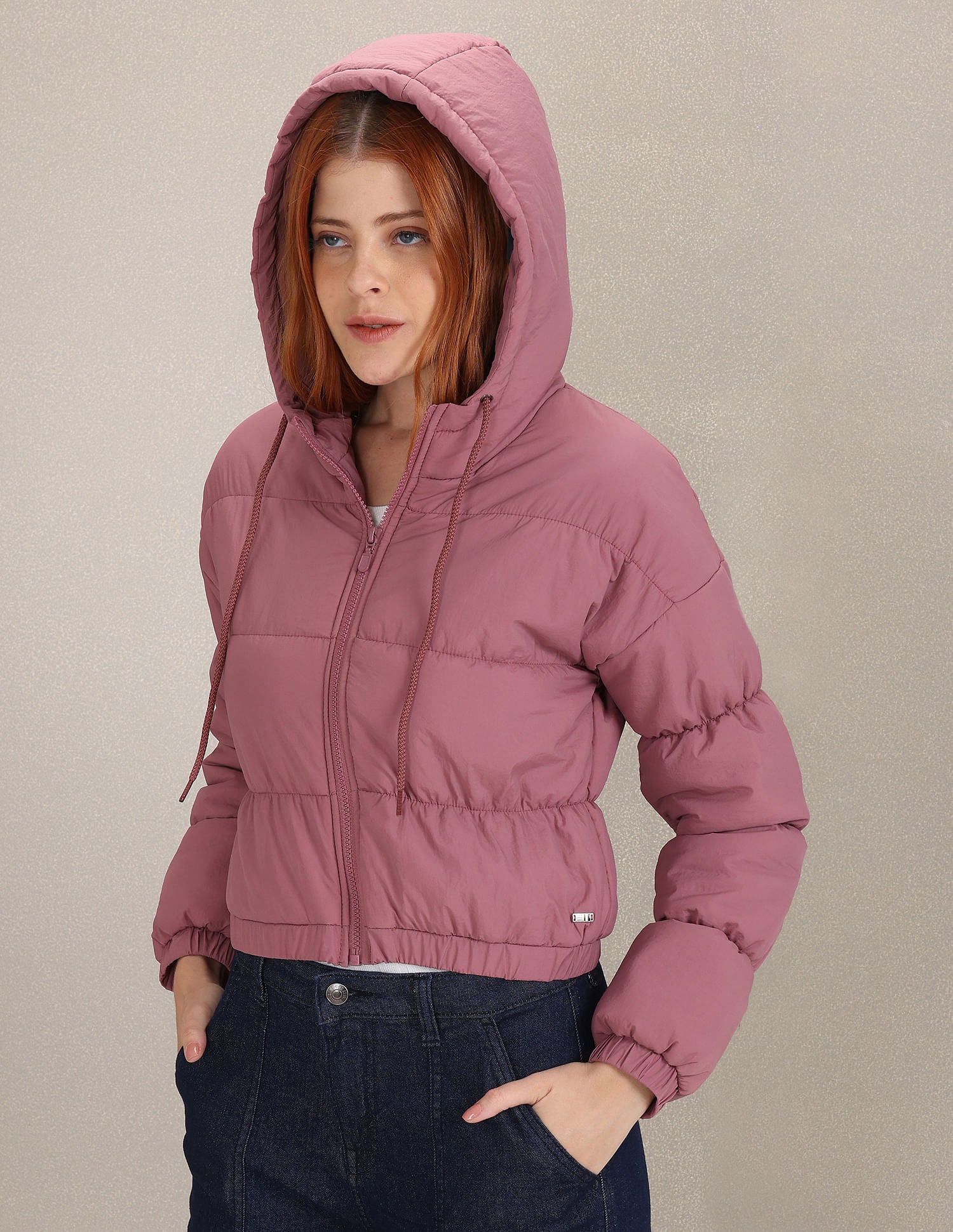 Gathered Solid Hood Jacket Mauve - U.S. POLO ASSN. | Large