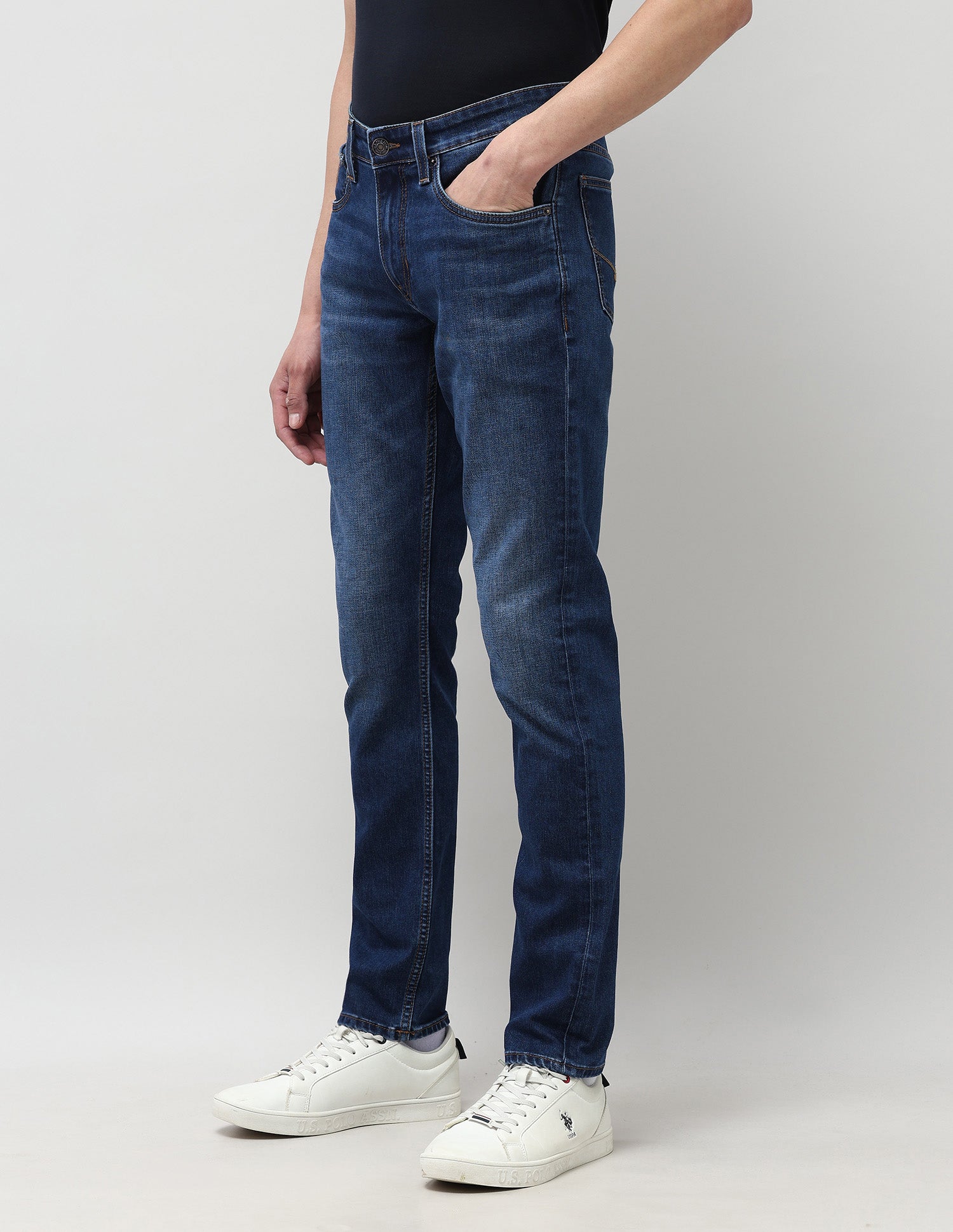 Brandon Slim Tapered Fit Blue Jeans Med Blue - U.S. POLO ASSN. | Large