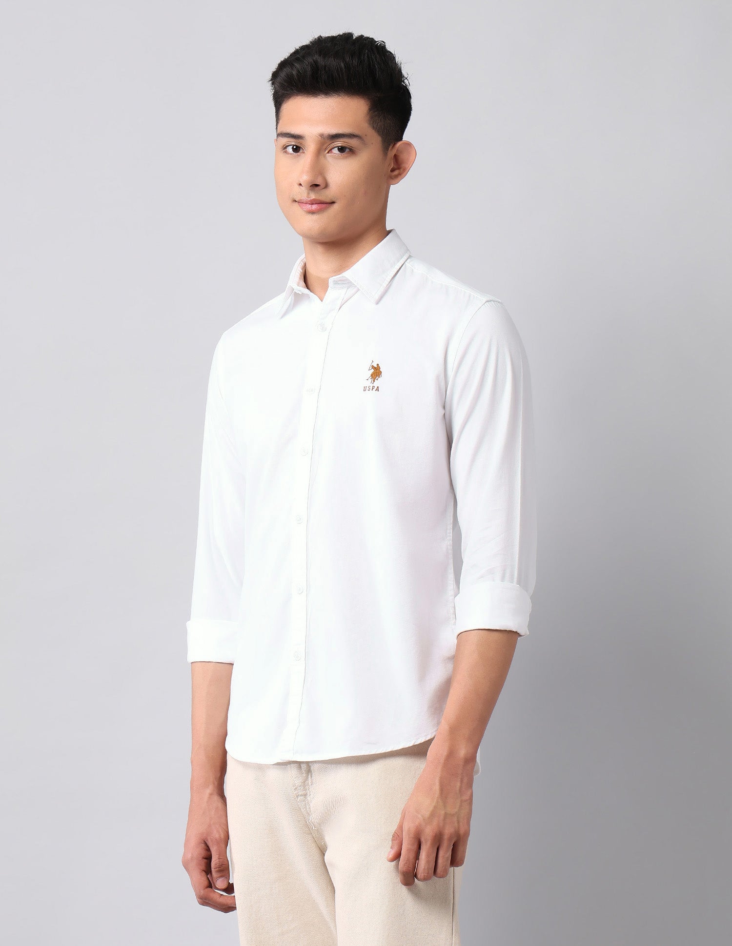 Twill Pure Cotton Shirt White - U.S. Polo Assn. India | Large