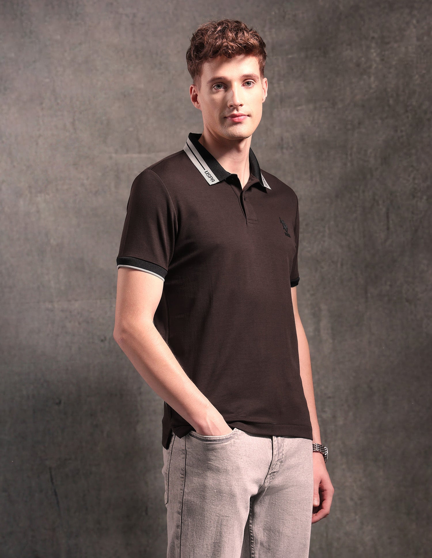 Black & Gold Regular Fit Polo Shirt Dark Brown - U.S. POLO ASSN. | Large