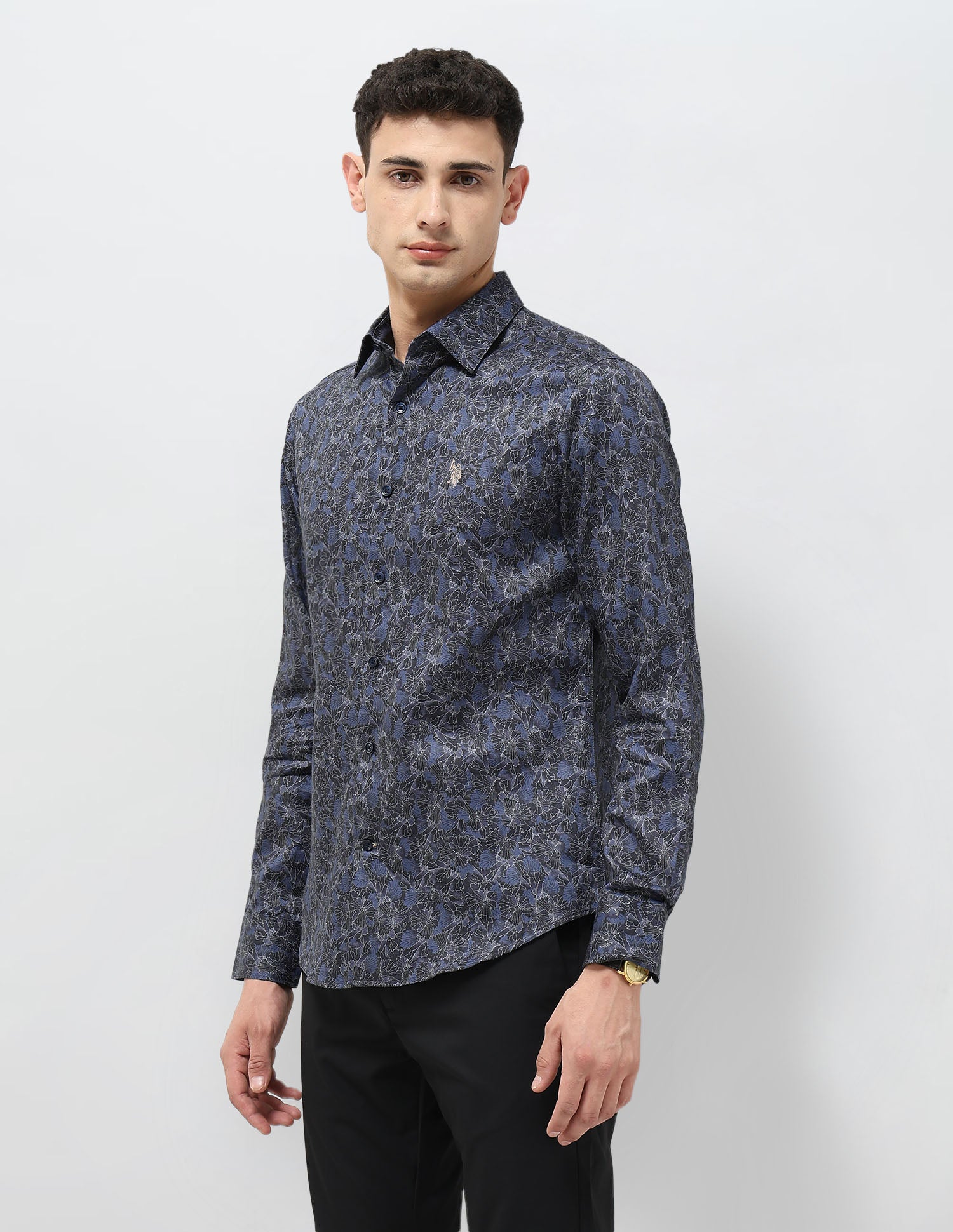 Satin Floral Printed Shirt Navy - U.S. POLO ASSN. | Large