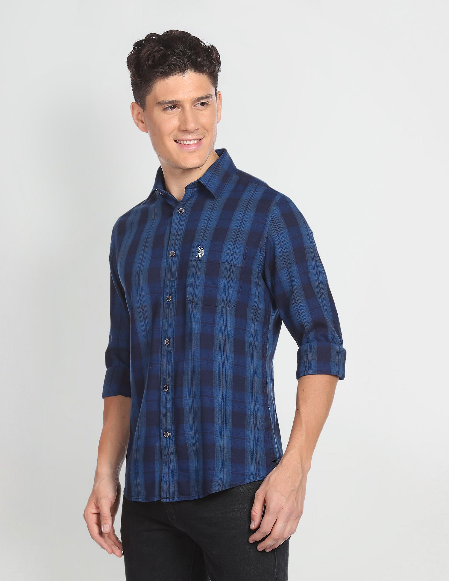 Indigo Plaid Check Shirt Indigo - U.S. Polo Assn. India | Large