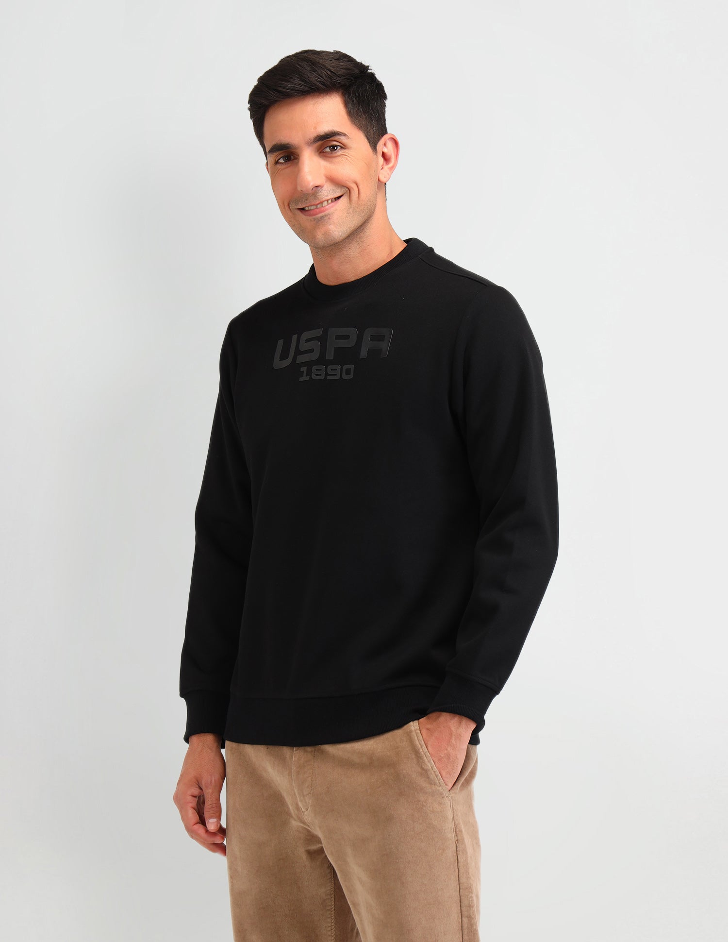 Graphic Printed Regular Fit Sweatshirt Black - U.S. Polo Assn. India | Large