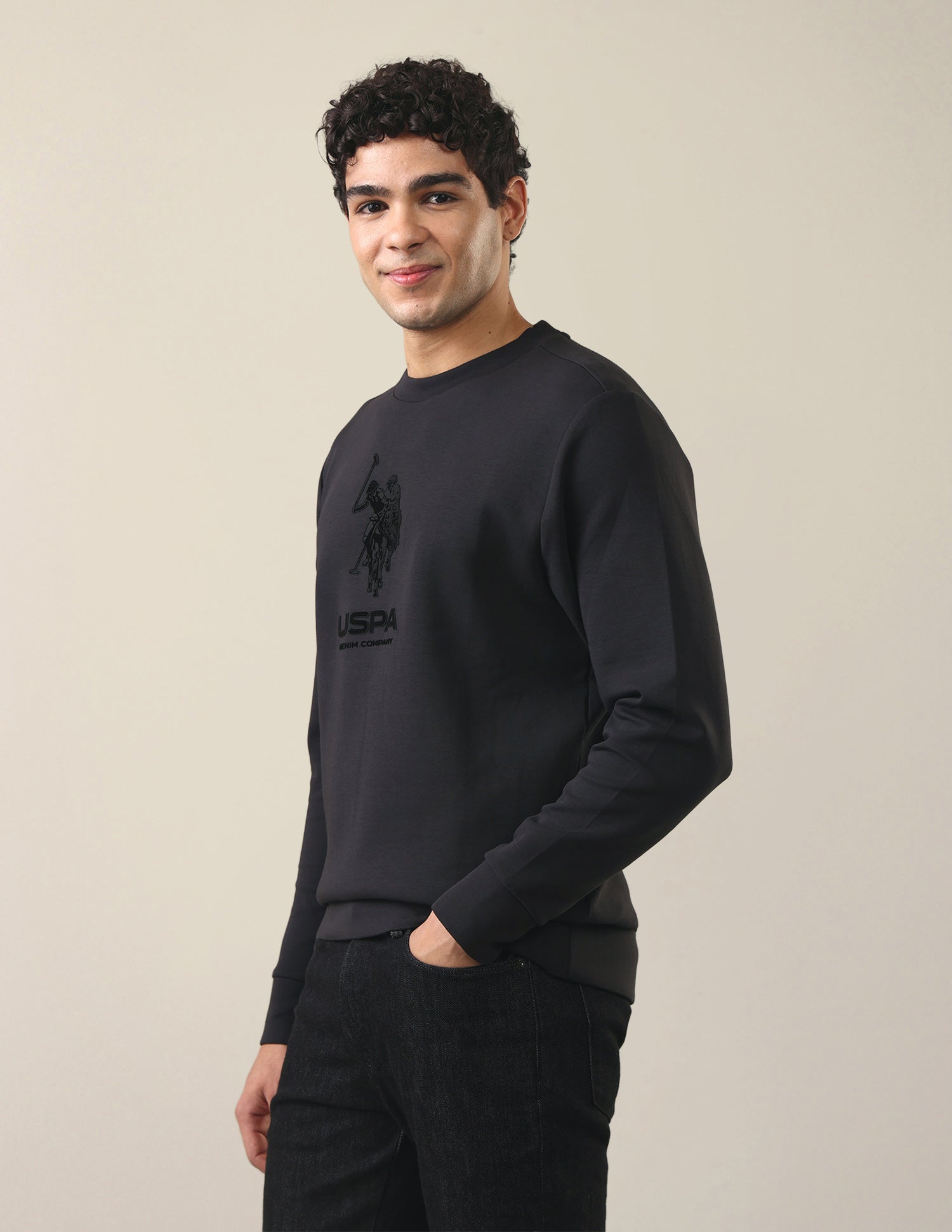 Brand Applique Regular Fit Sweatshirt Dark Grey - U.S. Polo Assn. India | Large