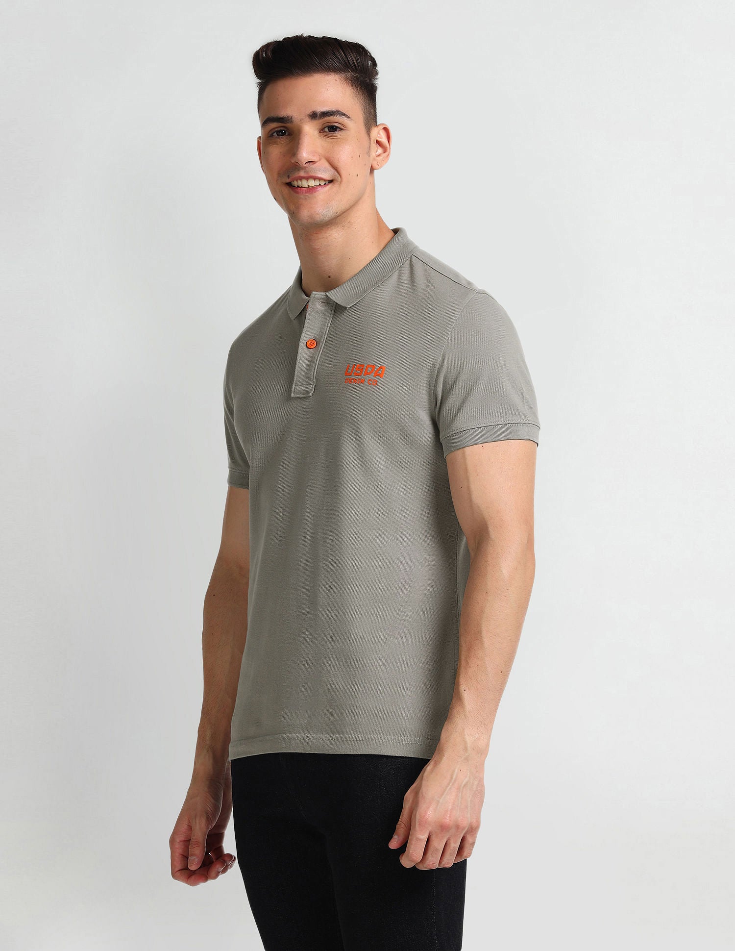 Solid Muscle Fit Polo Shirt Grey - U.S. Polo Assn. India | Large