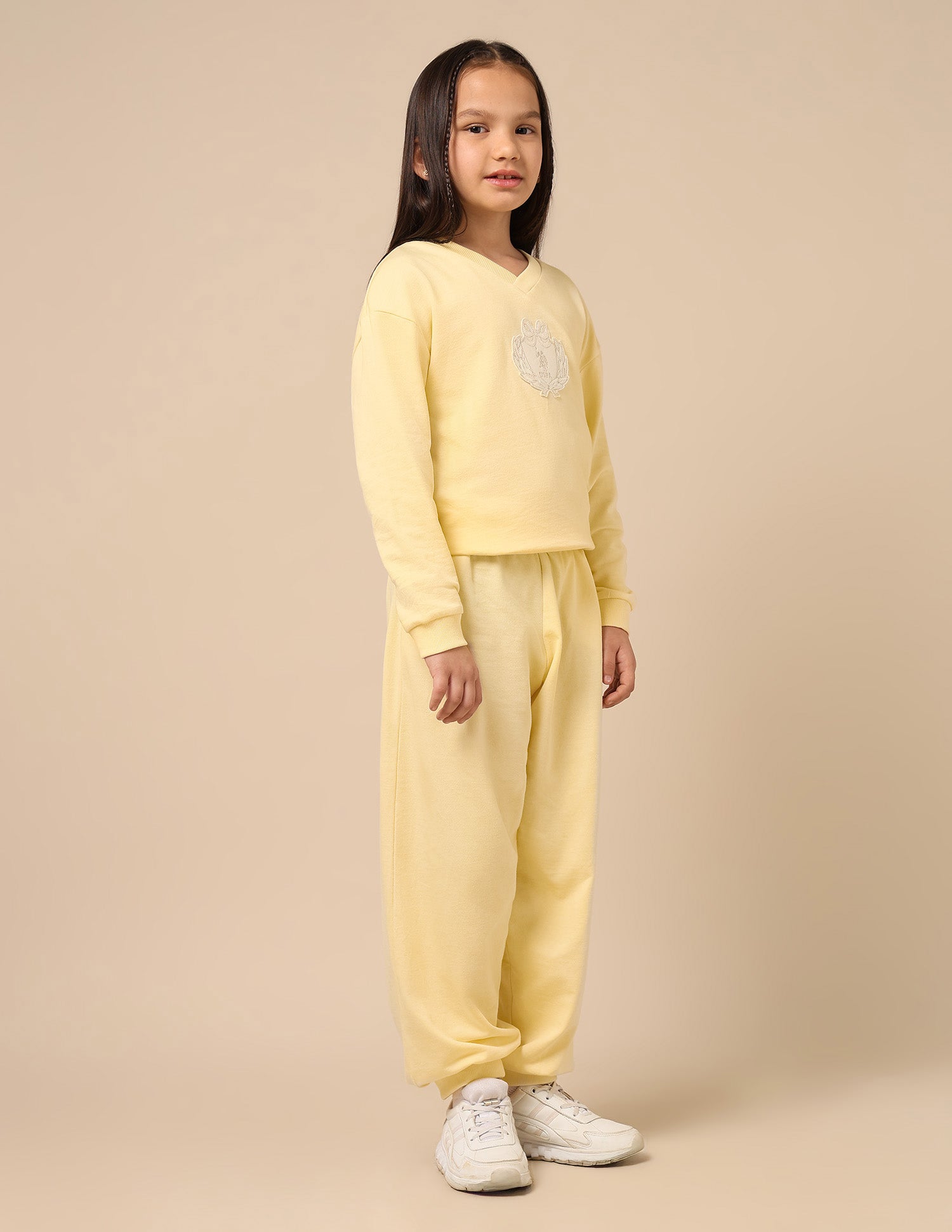 Girls Mid Rise Regular Fit Joggers Light Yellow - U.S. POLO ASSN. | Large