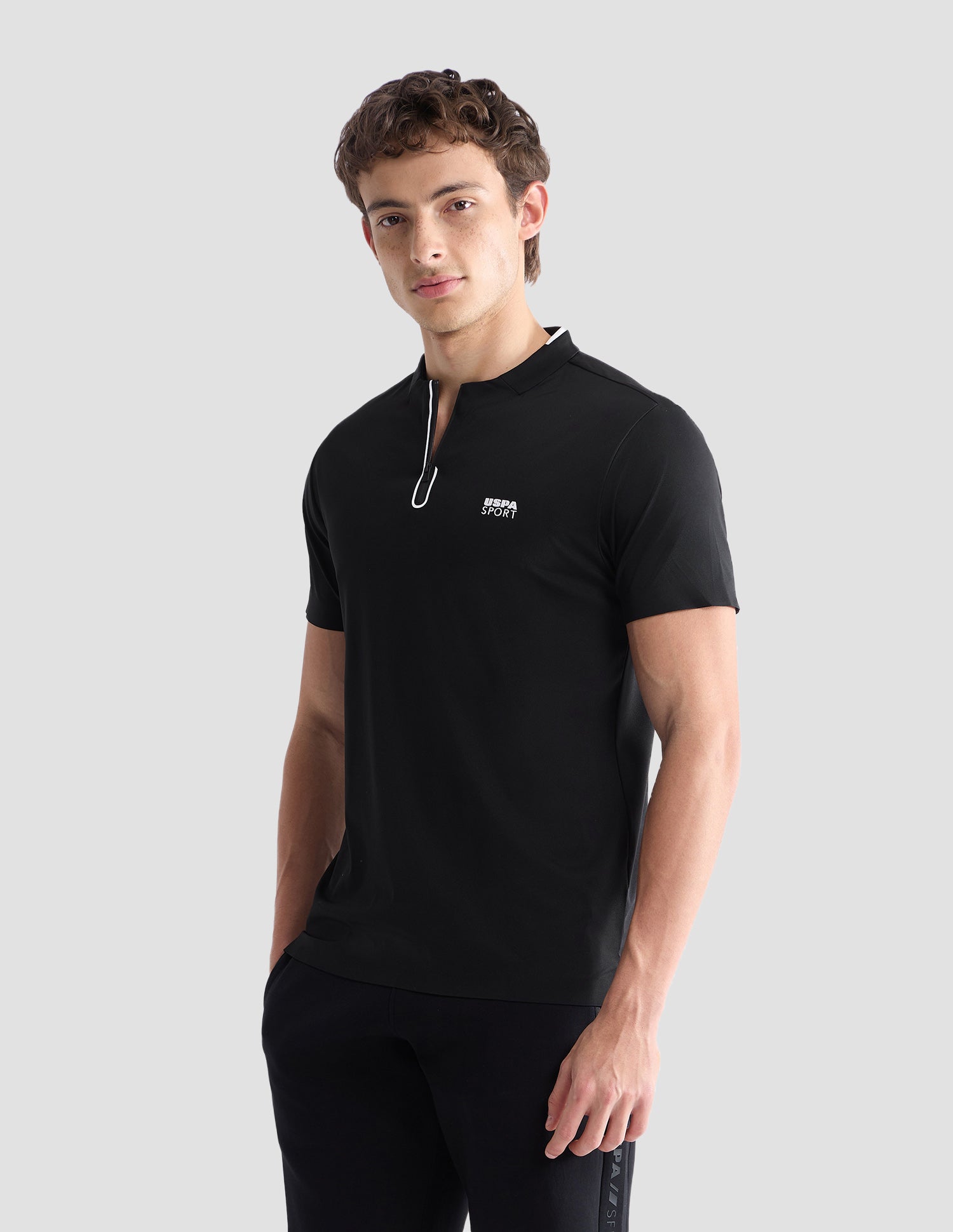Solid Slim Fit Active Polo Shirt Black - U.S. Polo Assn. India | Large