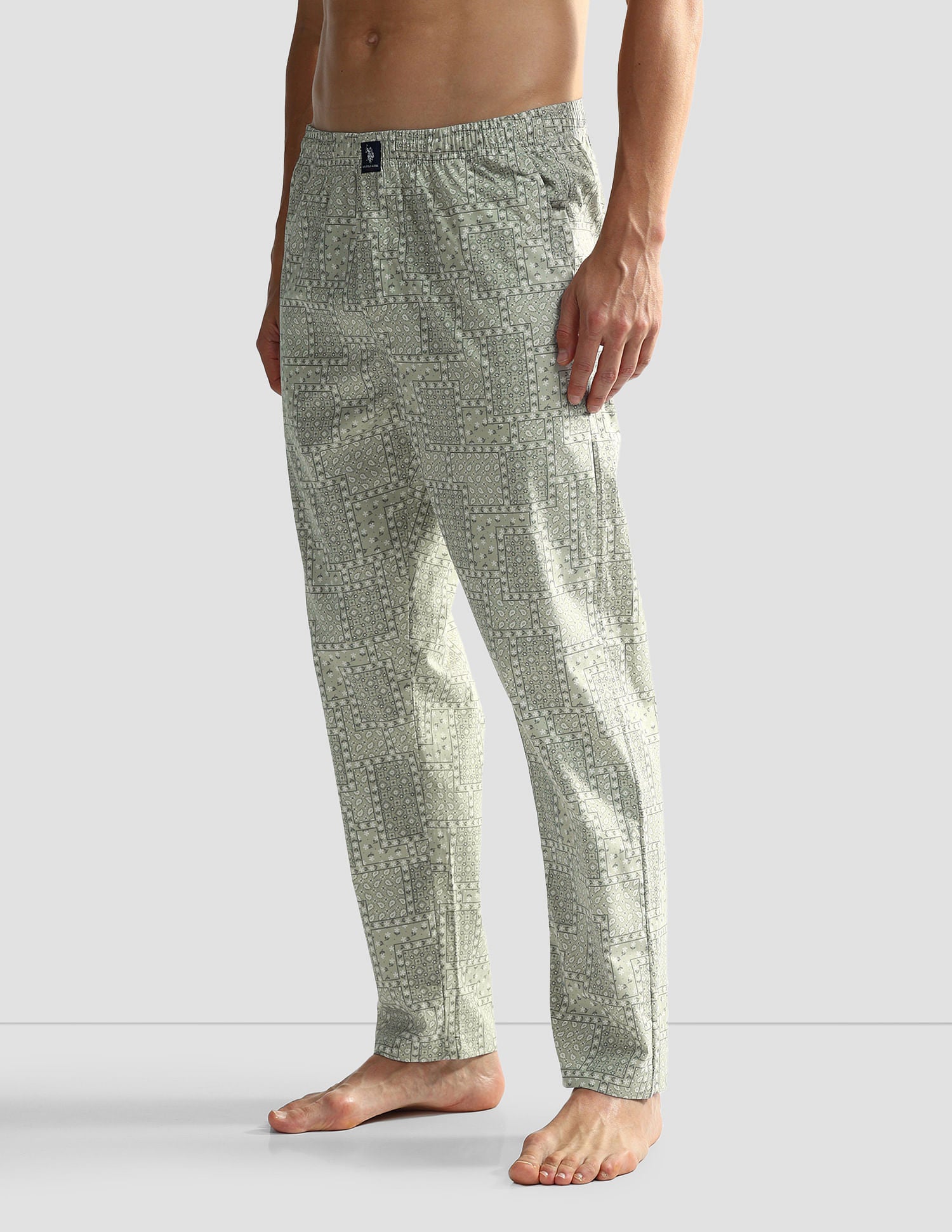 Mid Rise Printed OELP7 Lounge Track Pants - Pack Of 1 Desert Sage - U.S. POLO ASSN. | Large