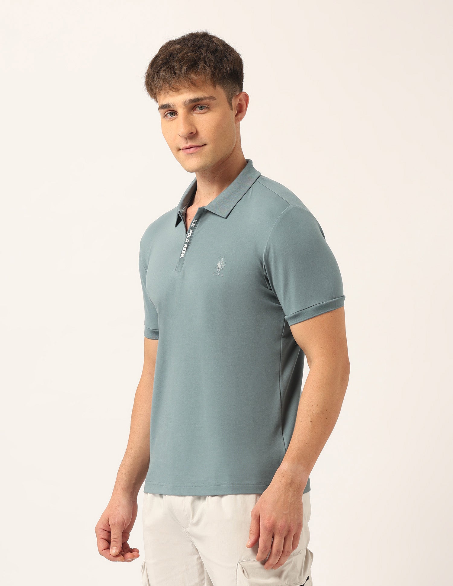 Solid Muscle Fit Polo Shirt Teal - U.S. Polo Assn. India | Large