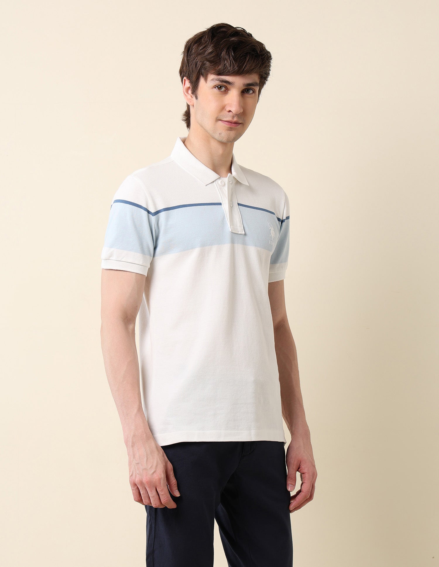 Colourblocked Classic Polo Shirt Off White - U.S. POLO ASSN. | Large