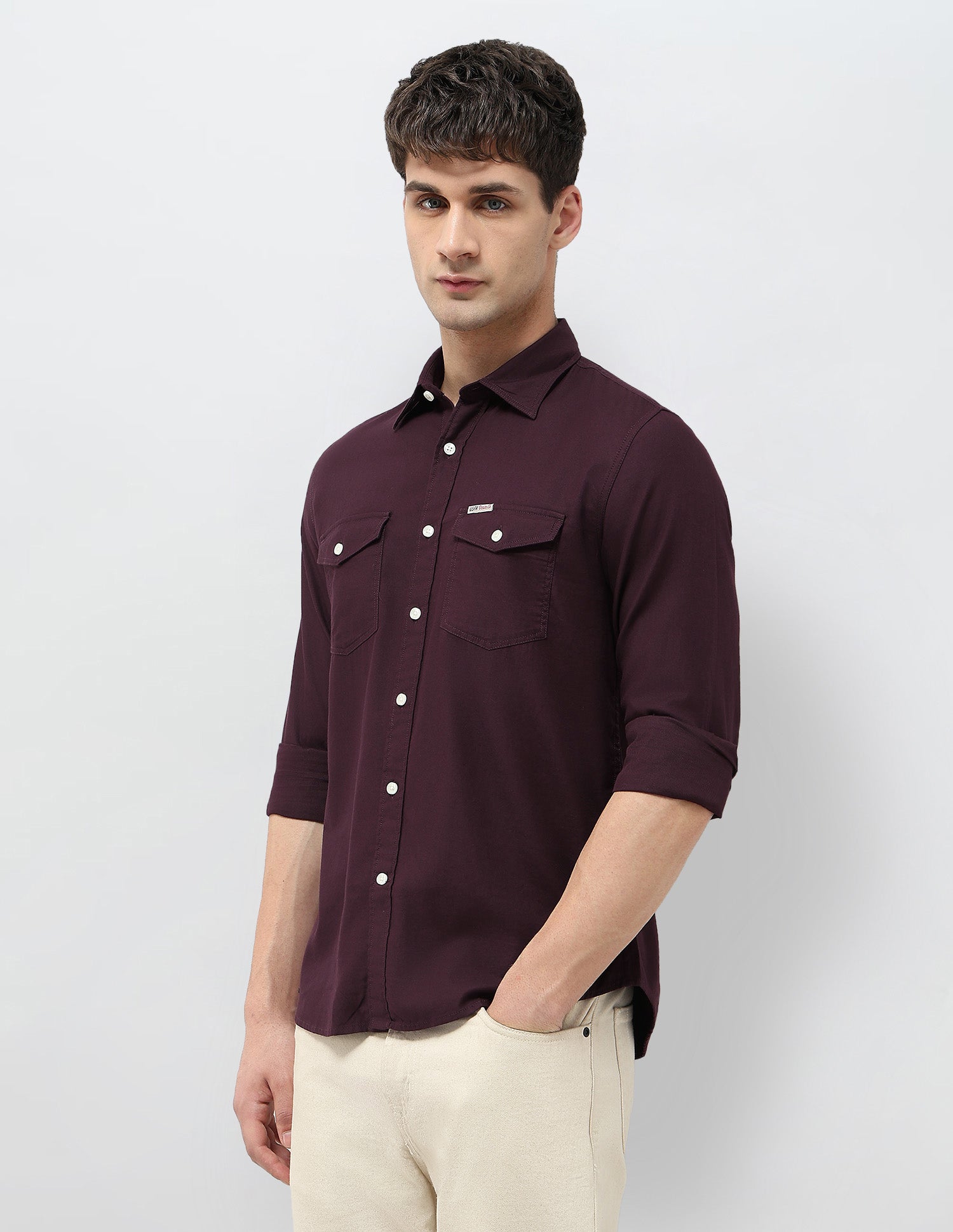 Solid Regular Fit Twill Shirt Burgundy - U.S. POLO ASSN. | Large