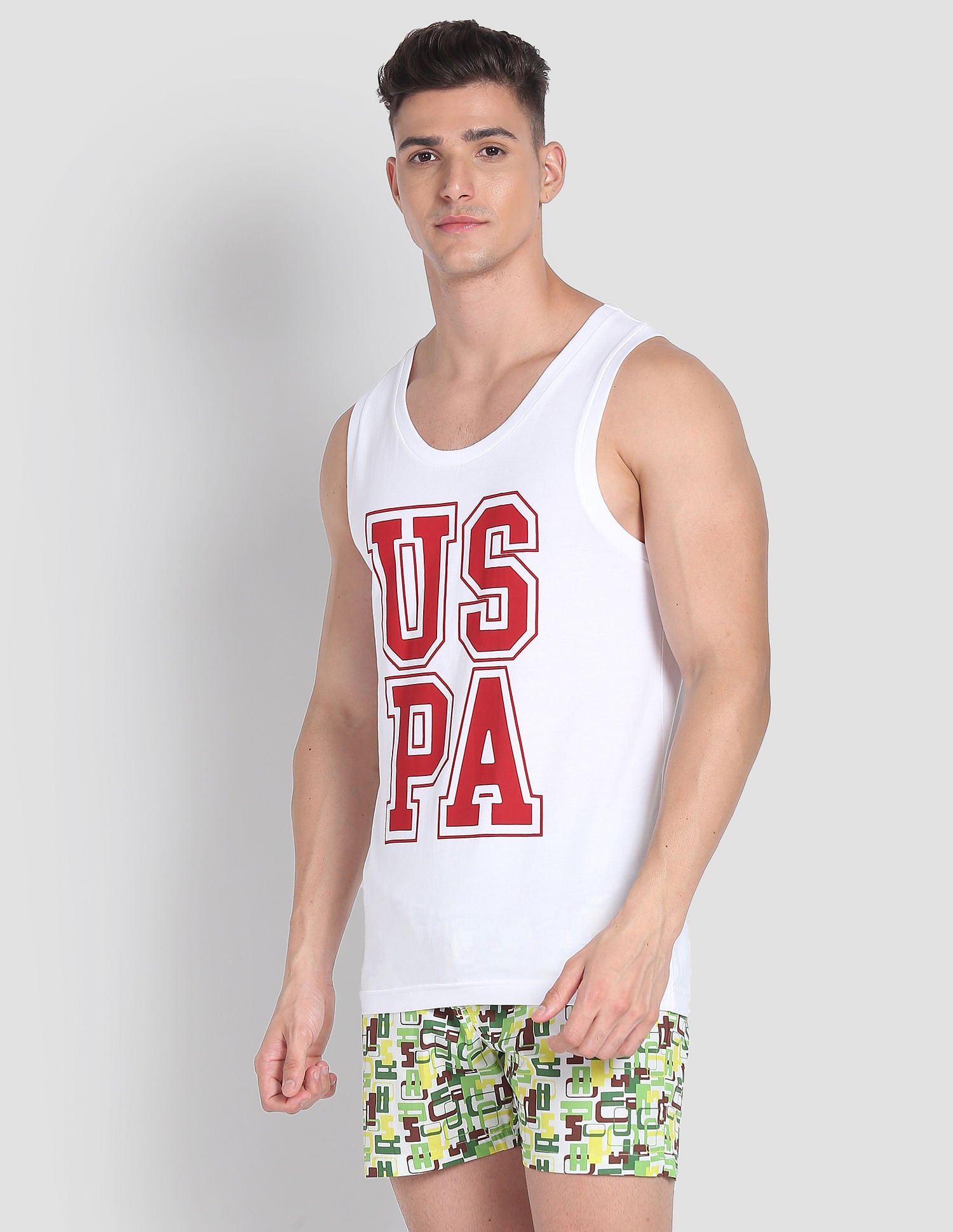 Brand Print Cotton IYBD Vest - Pack Of 1 White - U.S. POLO ASSN. | Large