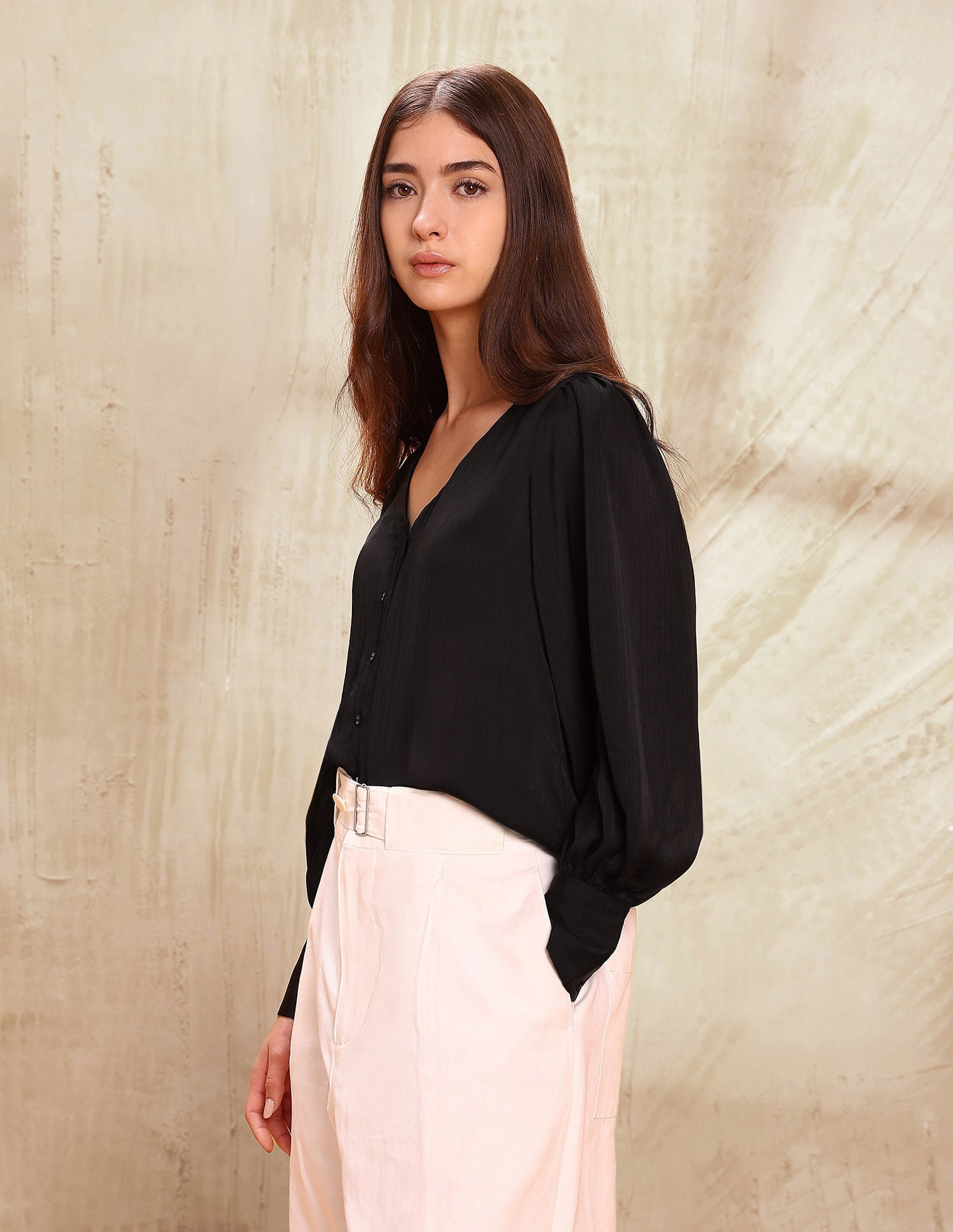 Crinkled Regular Fit Top Black - U.S. POLO ASSN. | Large