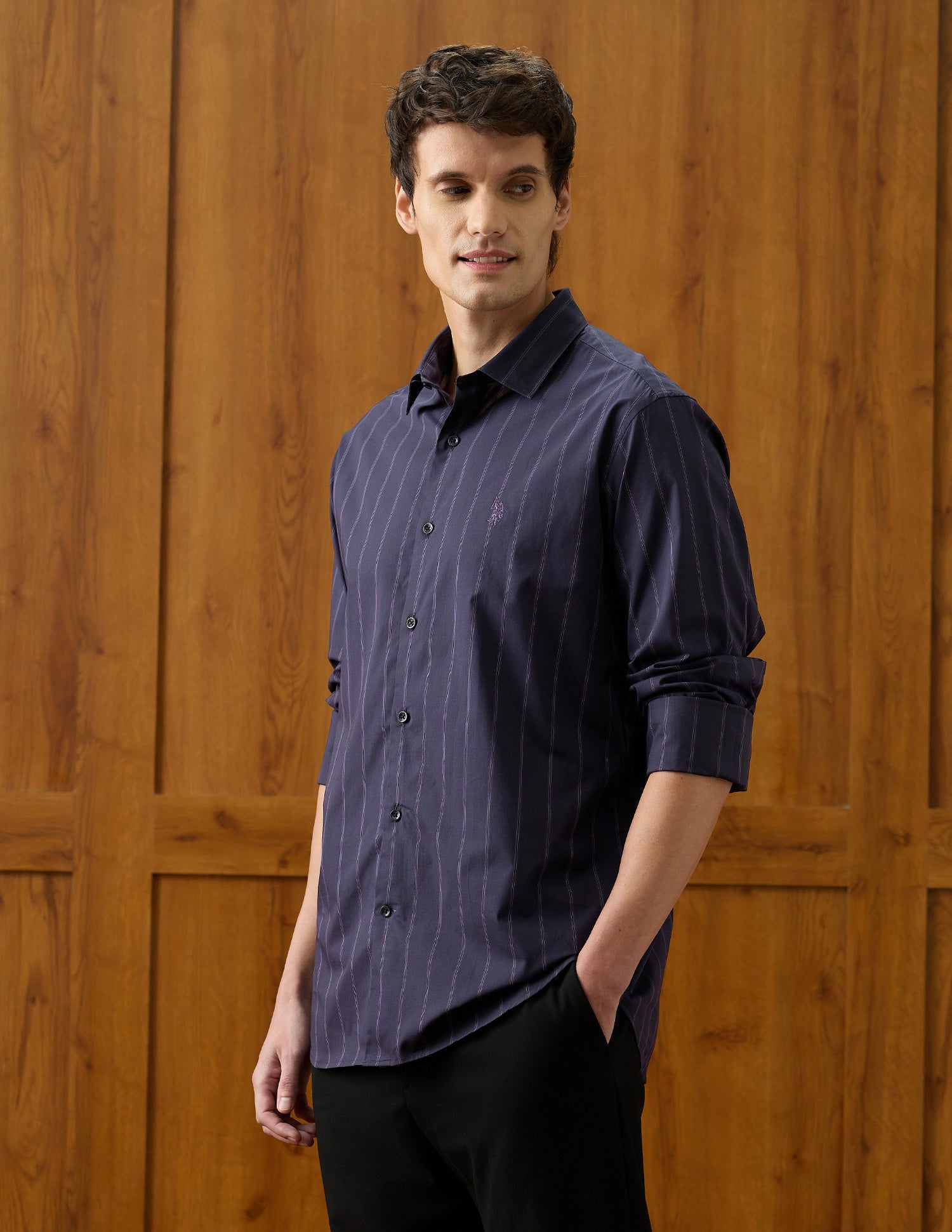 Poplin Plaid Checked Shirt Dark Purple - U.S. Polo Assn. India | Large